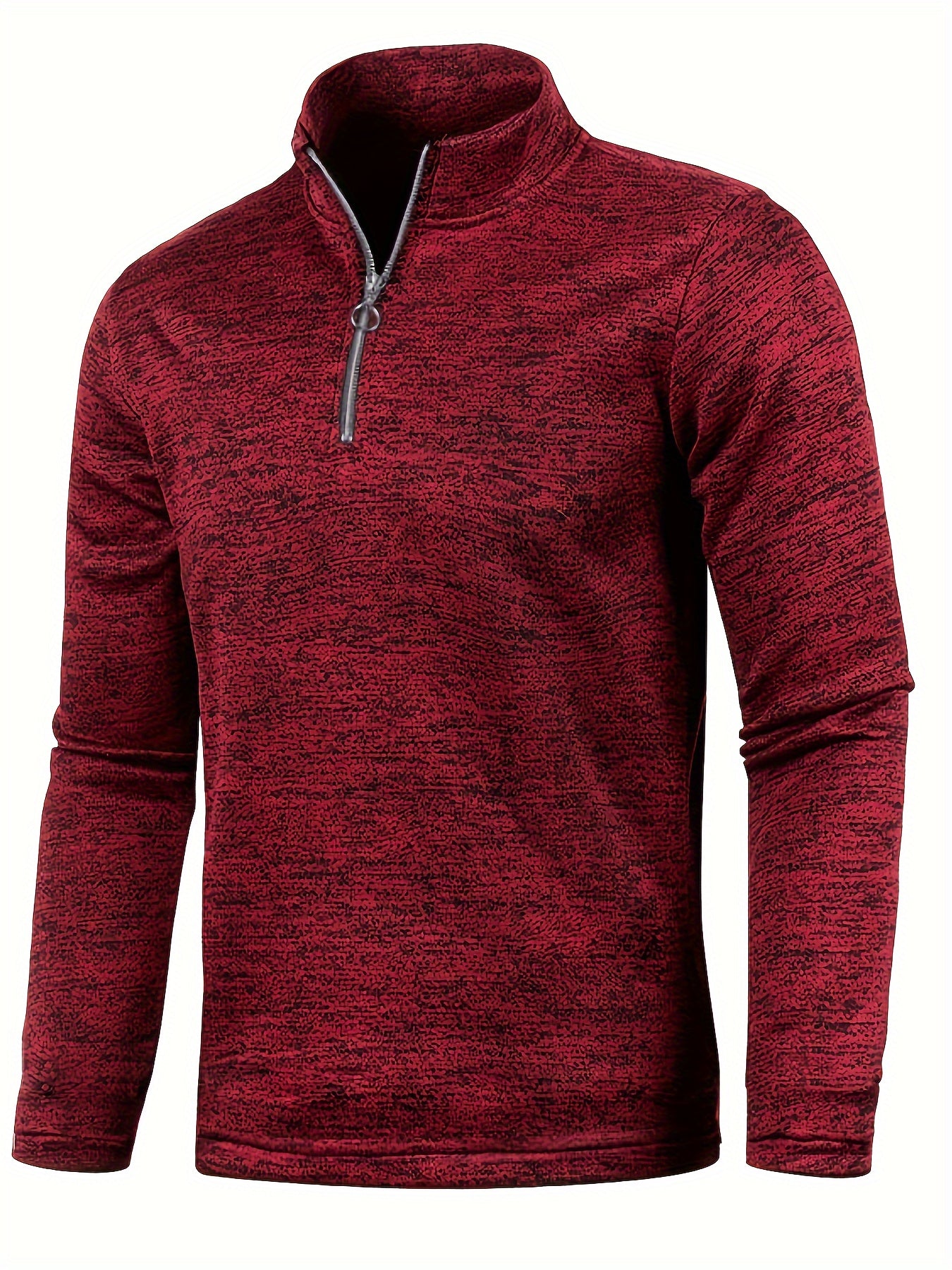 Men's Stylish Half-Zip Stand Collar Solid Sweatshirt - Active Sweatshirts for Spring and Fall - Long Sleeve, Comfortable, Versatile Tops for Casual Wear