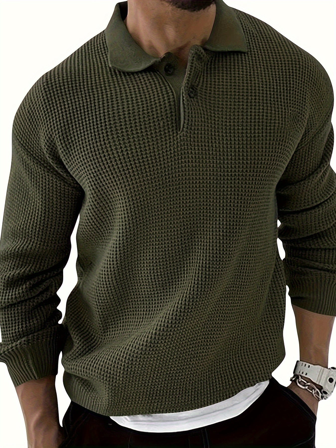 Cozy Men's Solid Knitted Pullover Sweater - Soft, Casual, Long Sleeve, Fall Winter Essential - Perfect for Outdoor Activities and Daily Wear