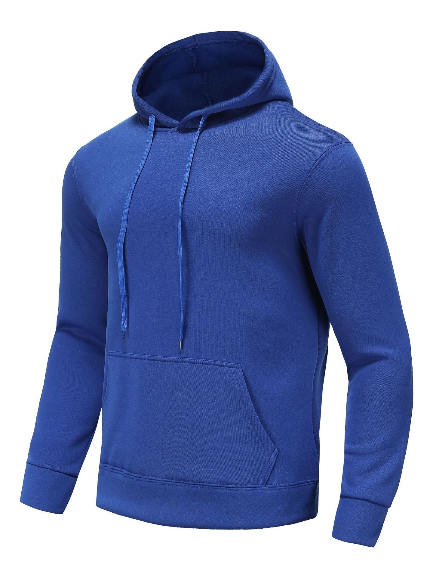 Mens Cozy Thermal Hoodie with Rich Solid Color - Pouch Pocket & Adjustable Drawstring Hood - Perfect for Casual Wear