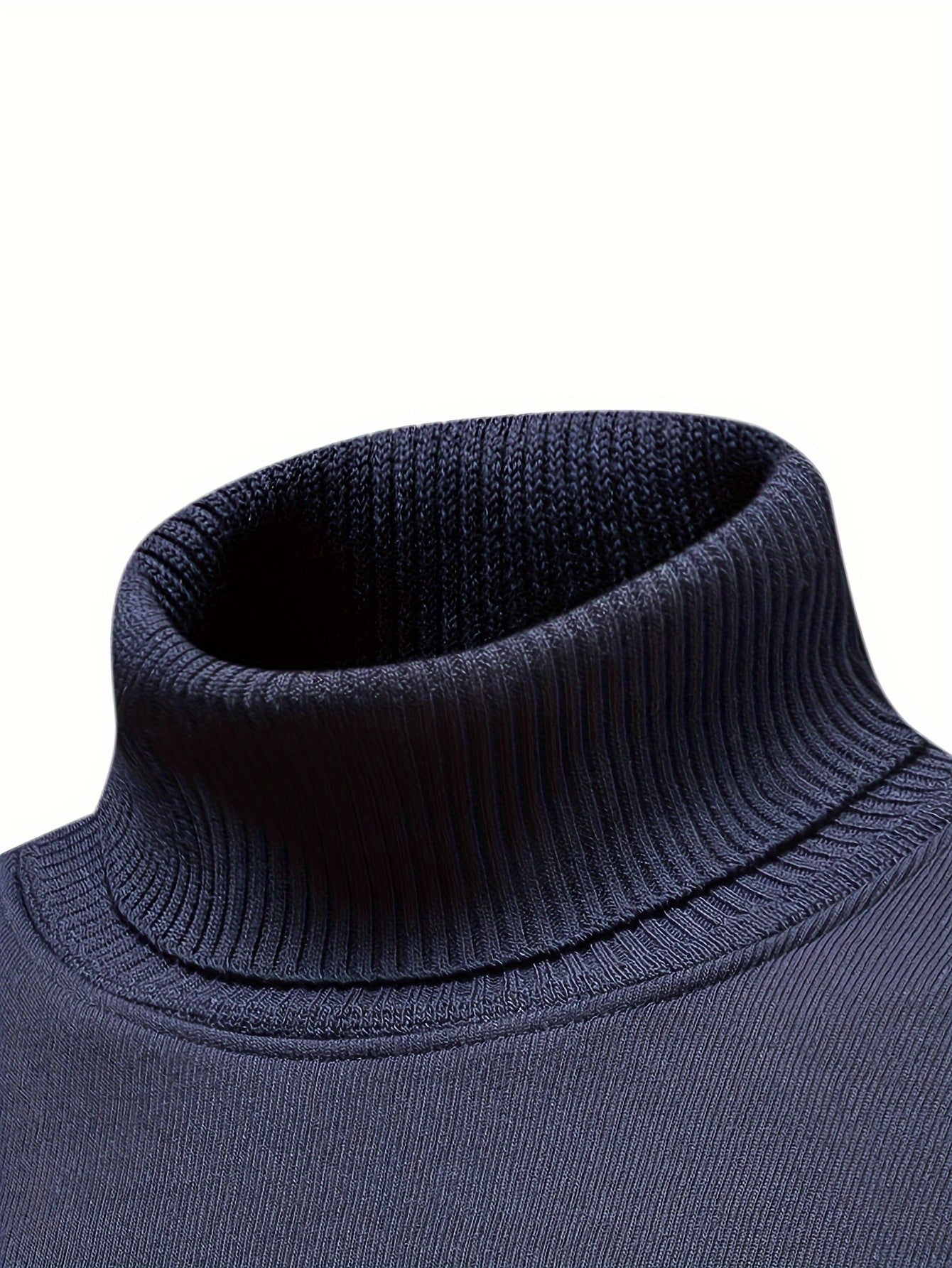 Turtle Neck Knitted Sweater, Men's Casual Warm Solid Color Slight Stretch Pullover Sweater For Fall Winter