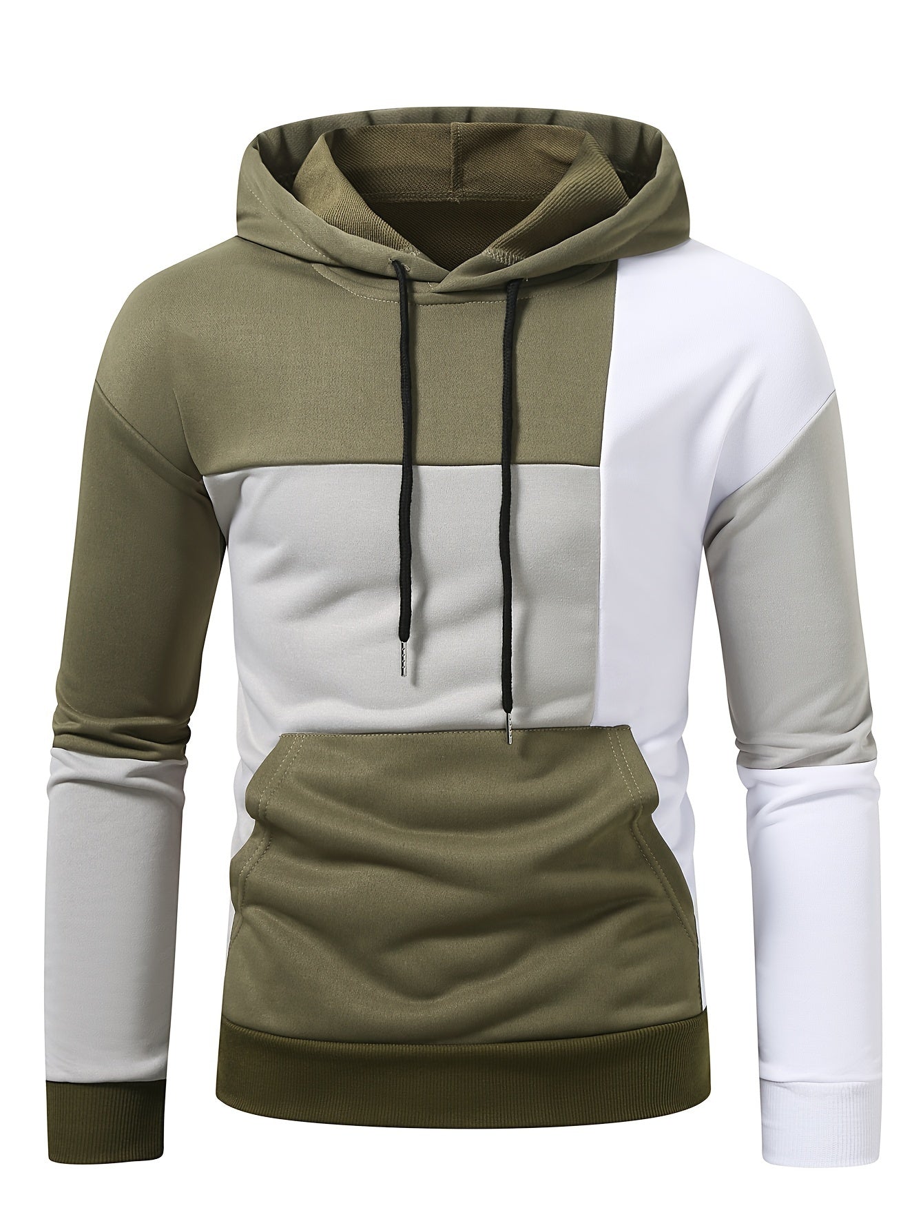 Men's Comfortable Hoodie for Spring/Fall: Long-Sleeve, Stretch Knit, Kangaroo Pocket, Adjustable & Durable Style