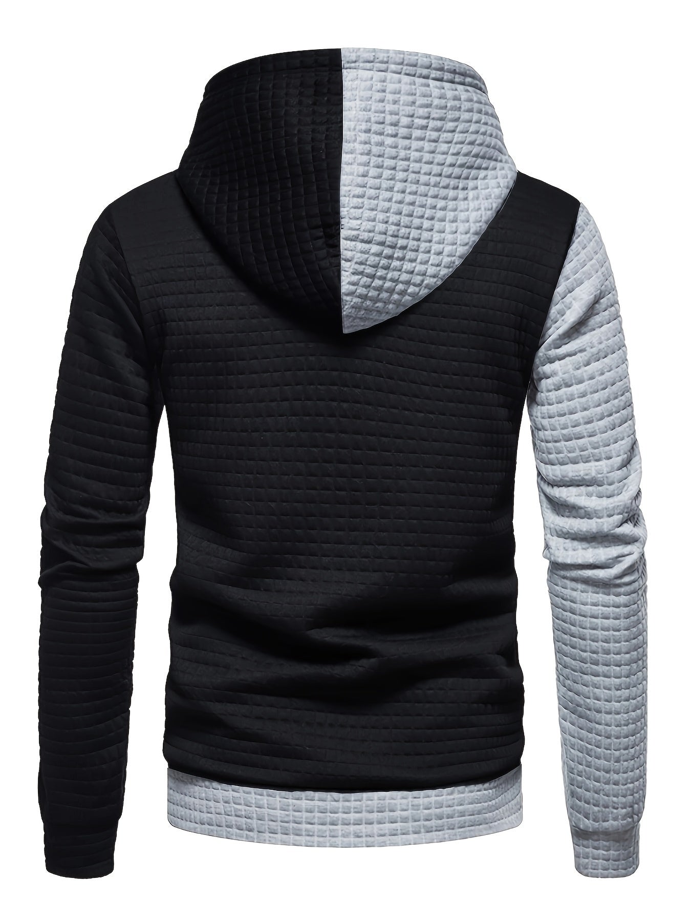 Trendy Mens Waffle Hoodie - Color Block Street Style with Hood & Kangaroo Pocket - Cozy Winter/Fall Sweatshirt - Ideal Gift Idea