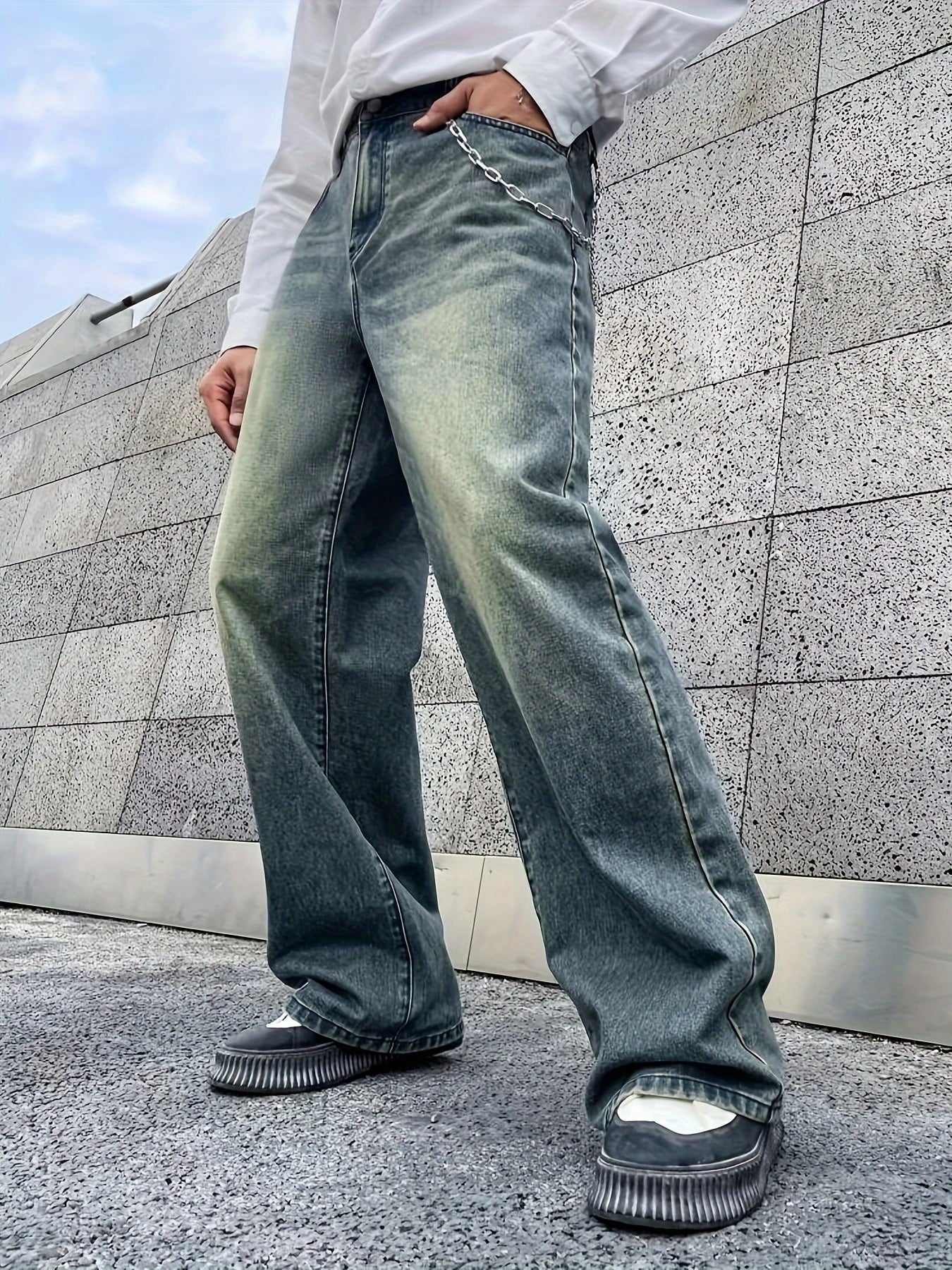 Premium Mens Washed Denim Jeans - Comfortable Cotton Blend, Straight Leg, Stylish Pockets - Perfect for Outdoor Adventures & Everyday Wear - A Durable, Fashionable Gift Choice