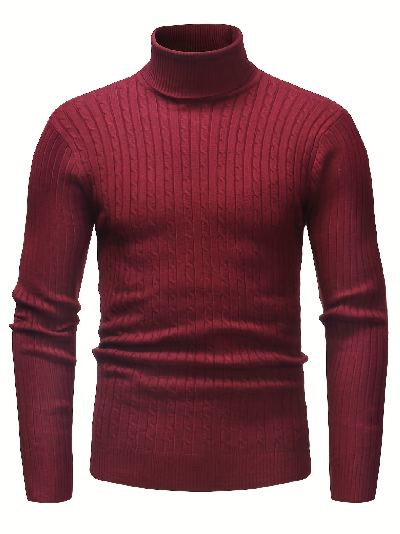 All Match Knitted Solid Sweater, Men's Casual Warm High Stretch Turtleneck Pullover Sweater For Men Fall Winter, Old Money Style