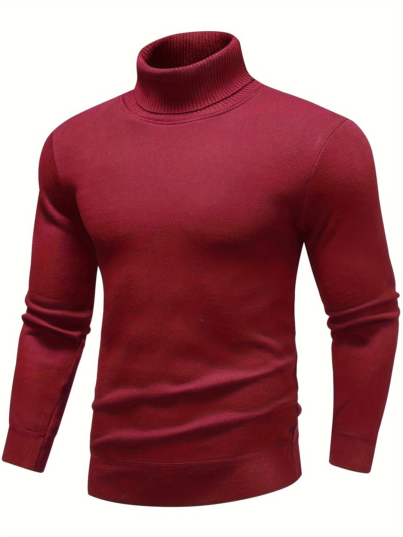 Men's Solid Color Long Sleeve And Turtle Neck Knit Sweater, Warm And Comfy Tops For Autumn And Winter Outdoors Wear, Suitable For Bottoming Wear