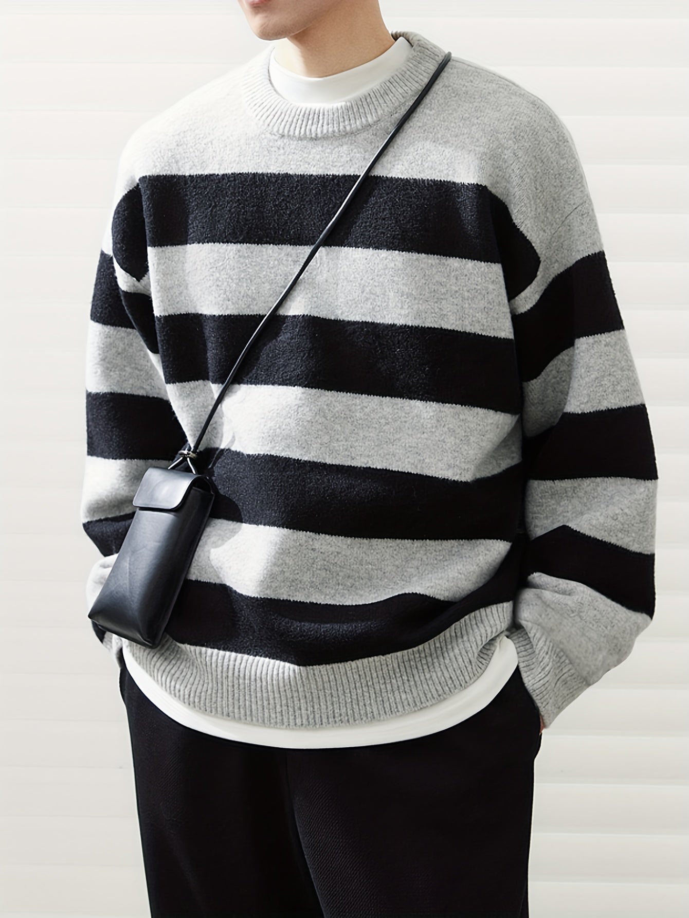 Cozy Color Block Striped Knitted Pullover Sweater - Soft, Casual, Long Sleeve, Crew Neck, Fall Winter Essential - Perfect for Everyday Wear