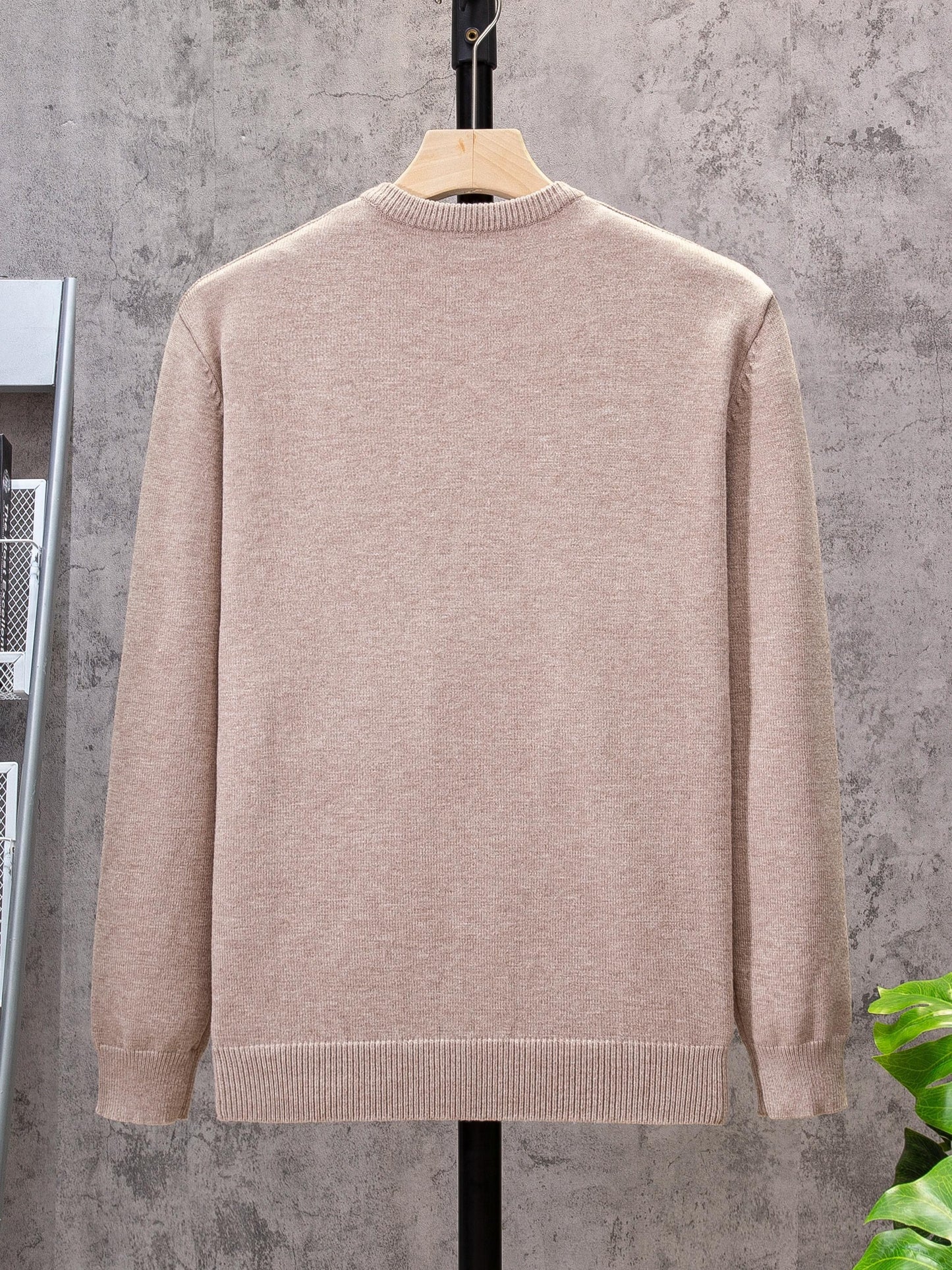 All Match Knitted Solid Sweater, Men's Casual Warm Slightly Stretch V Neck Pullover Sweater For Men Fall Winter