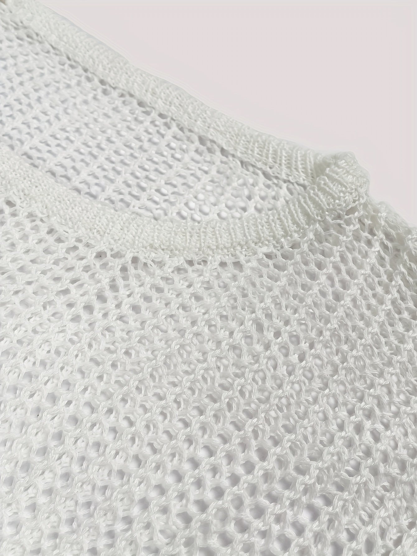 Men's Solid Open Knit Top