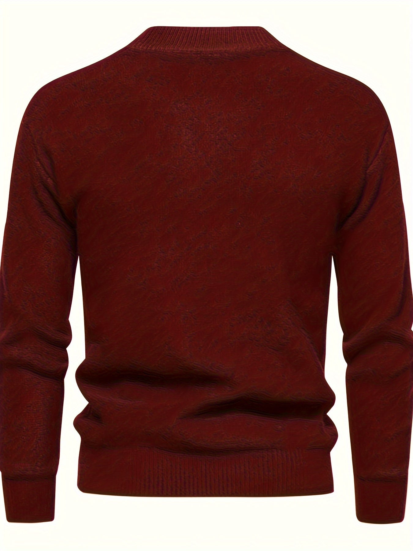 Men's Stylish Solid Knitted Pullover, Casual Mid Stretch Breathable Long Sleeve Crew Neck Top For City Walk Street Hanging Outdoor Activities