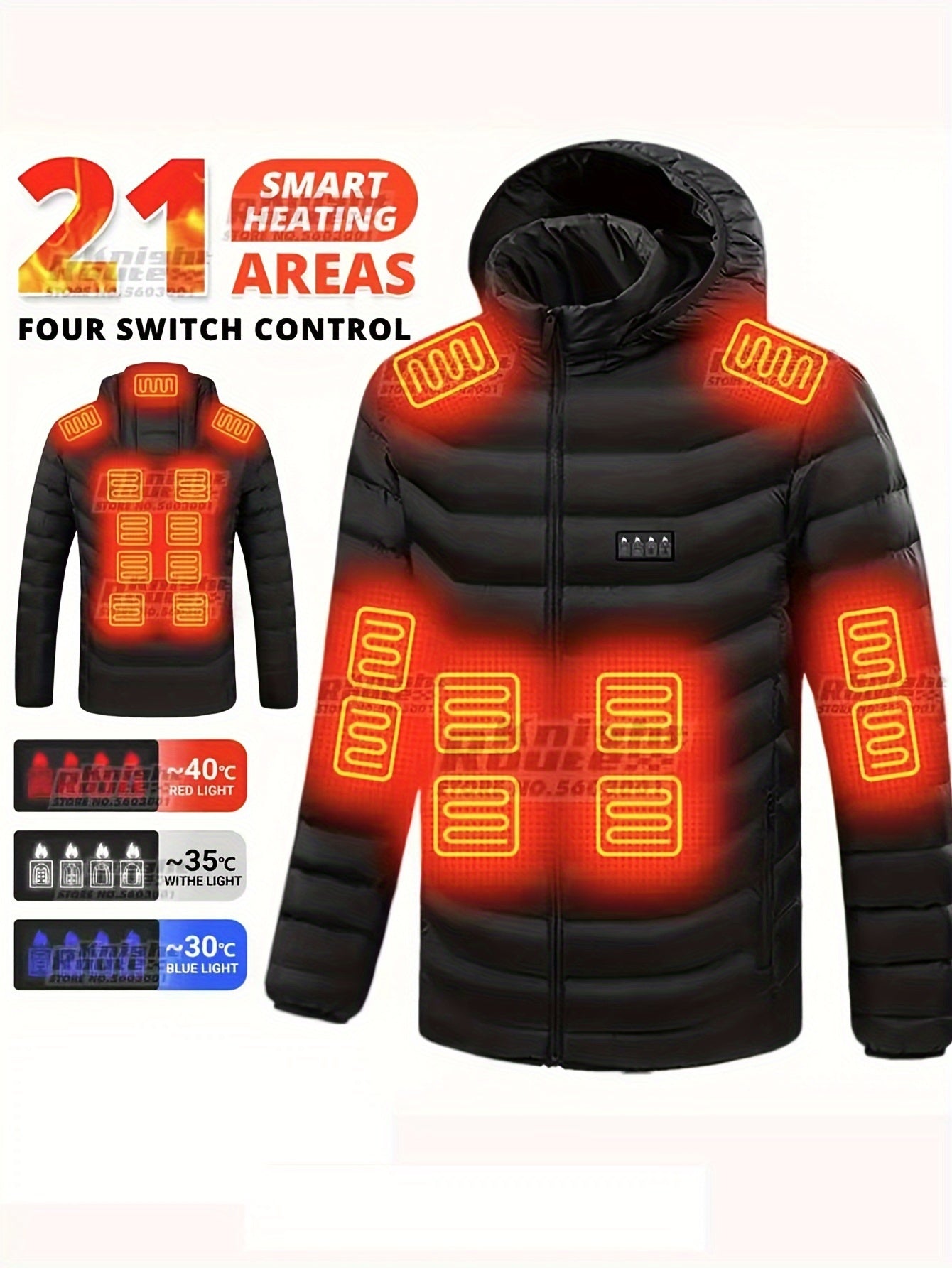 Heating Jacket Area 21 Smart Heating Jacket Charging Jacket Cold proof Whole Body Warm Winter Down Thermostatic Men's Jacket