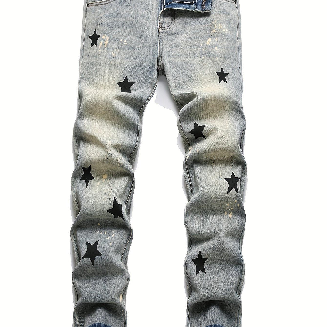 FORUWISH  -  Casual Men's Star Pattern Chic Jeans, Street Style Denim Pants