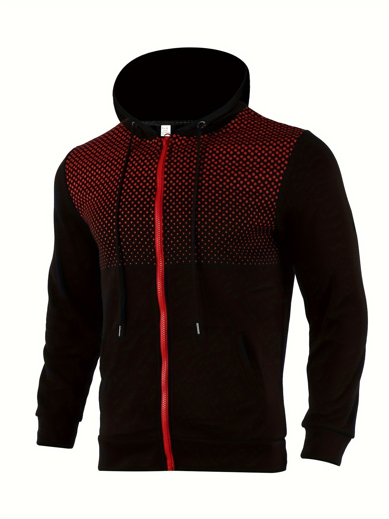 Men's Stylish Polka Dot Hooded Sweatshirt Jacket - Casual Sports Fashion for Winter & Autumn - Zip-Up Drawstring Hoodie with Pockets