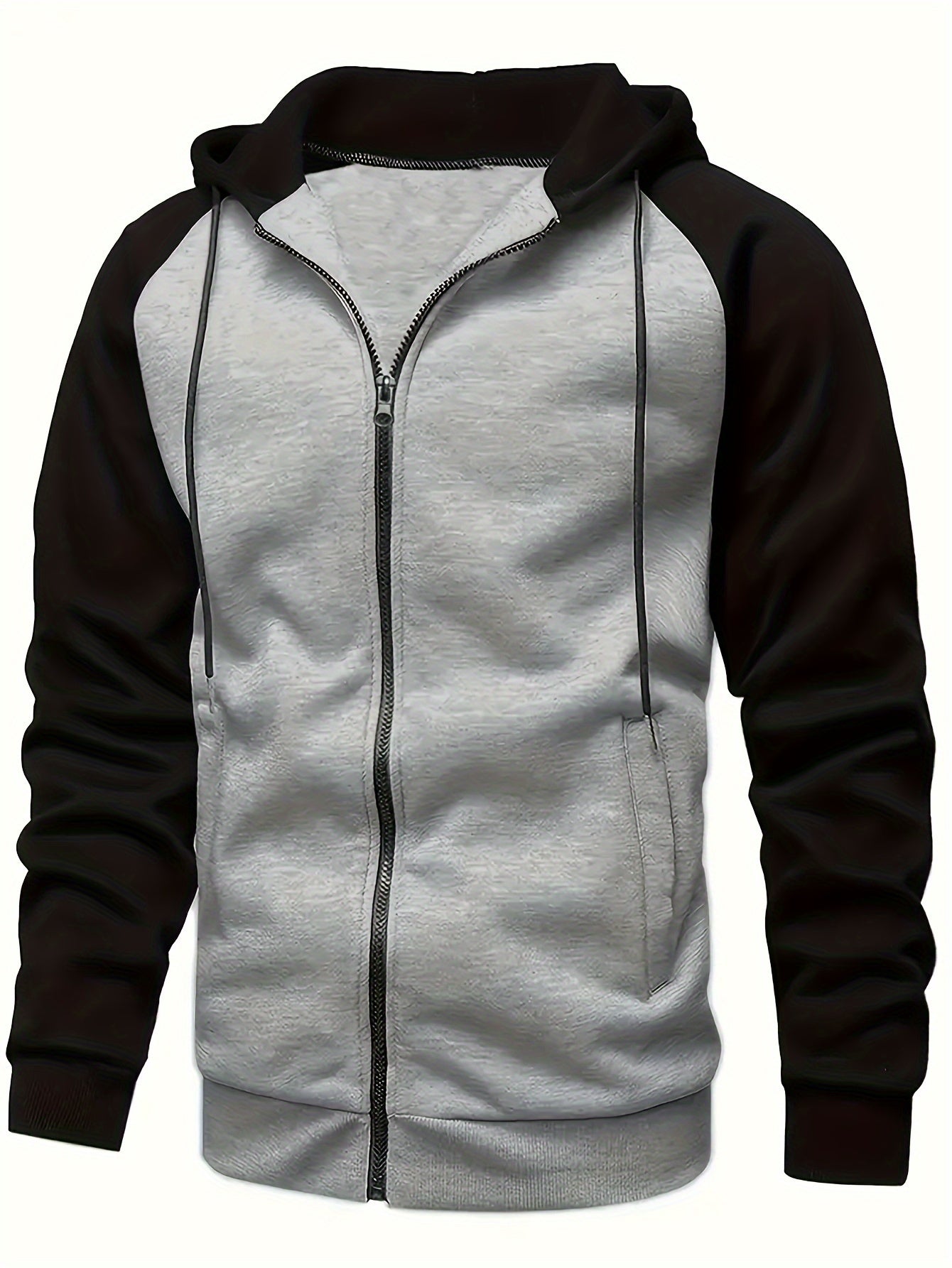 Men's Comfort Stretch Hoodie | Easy-Care Zippered Polyester Jacket - Regular Fit, Long Sleeve for Stylish Winter Warmth