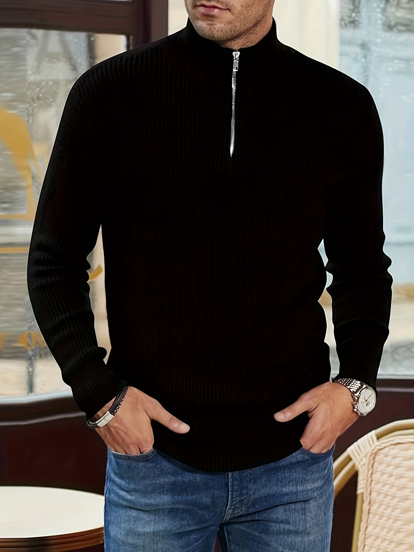 Plus Size Mens Cozy Pullover - Soft and Cozy Solid Knit Construction - Perfect for Spring and Fall Seasons, Versatile and Timeless Design