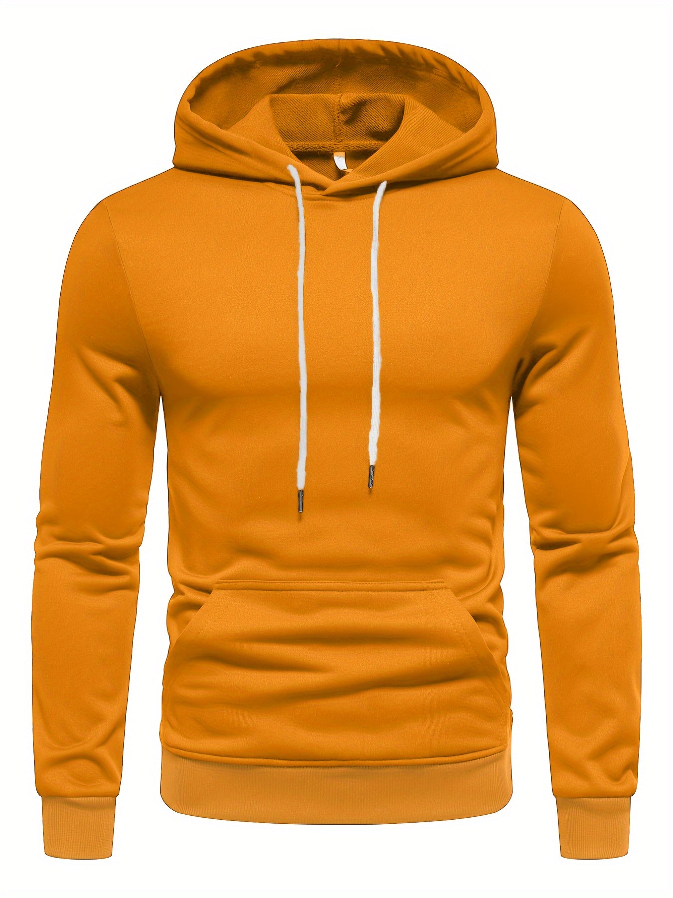 Mens Fashionable Solid Hoodie Sweatshirt - Athletic Street Style with Kangaroo Pocket - Warm & Versatile for Outdoor Sports, Autumn & Winter Wear