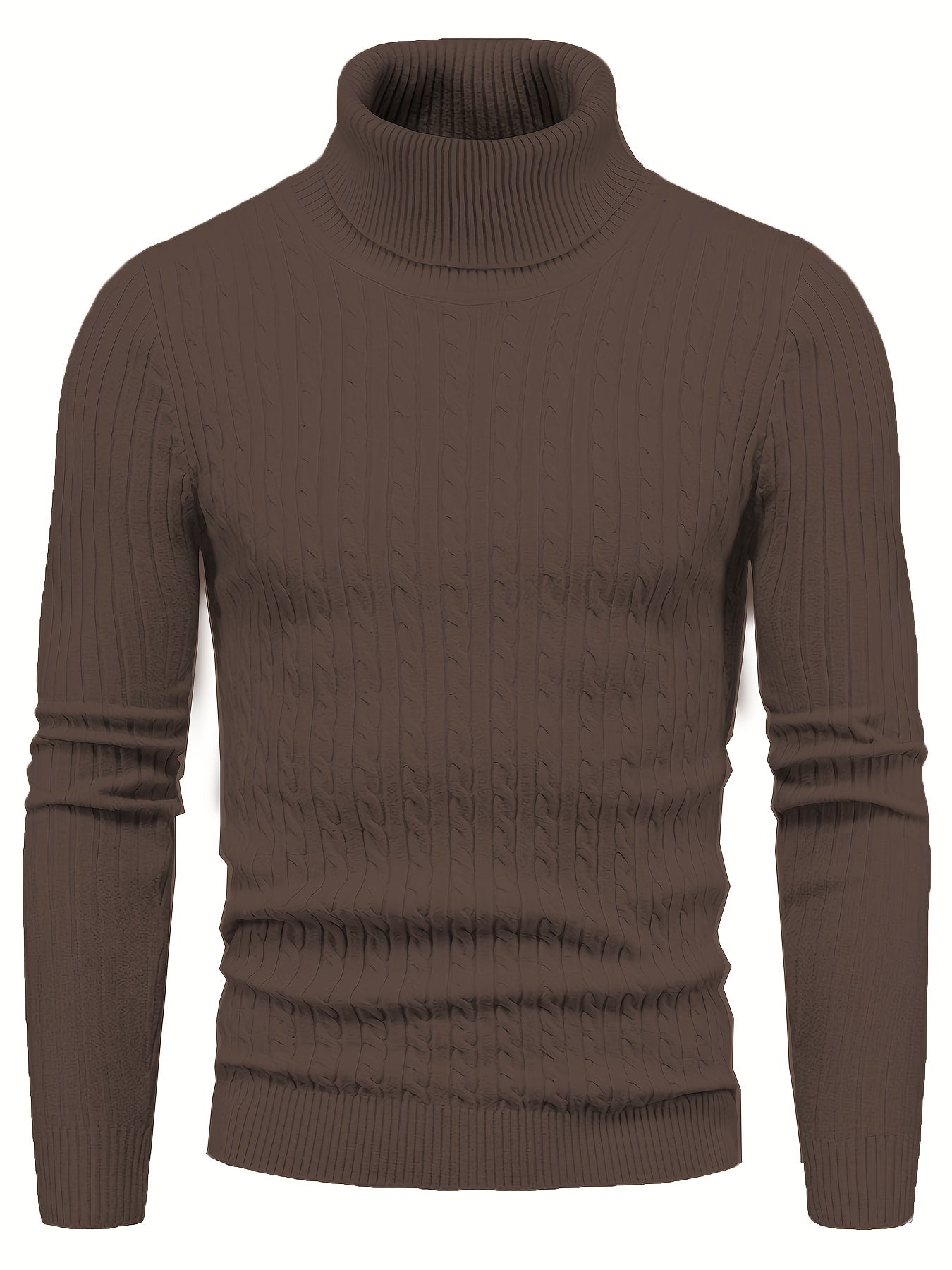 All Match Knitted Solid Sweater, Men's Casual Warm High Stretch Turtleneck Pullover Sweater For Men Fall Winter, Old Money Style