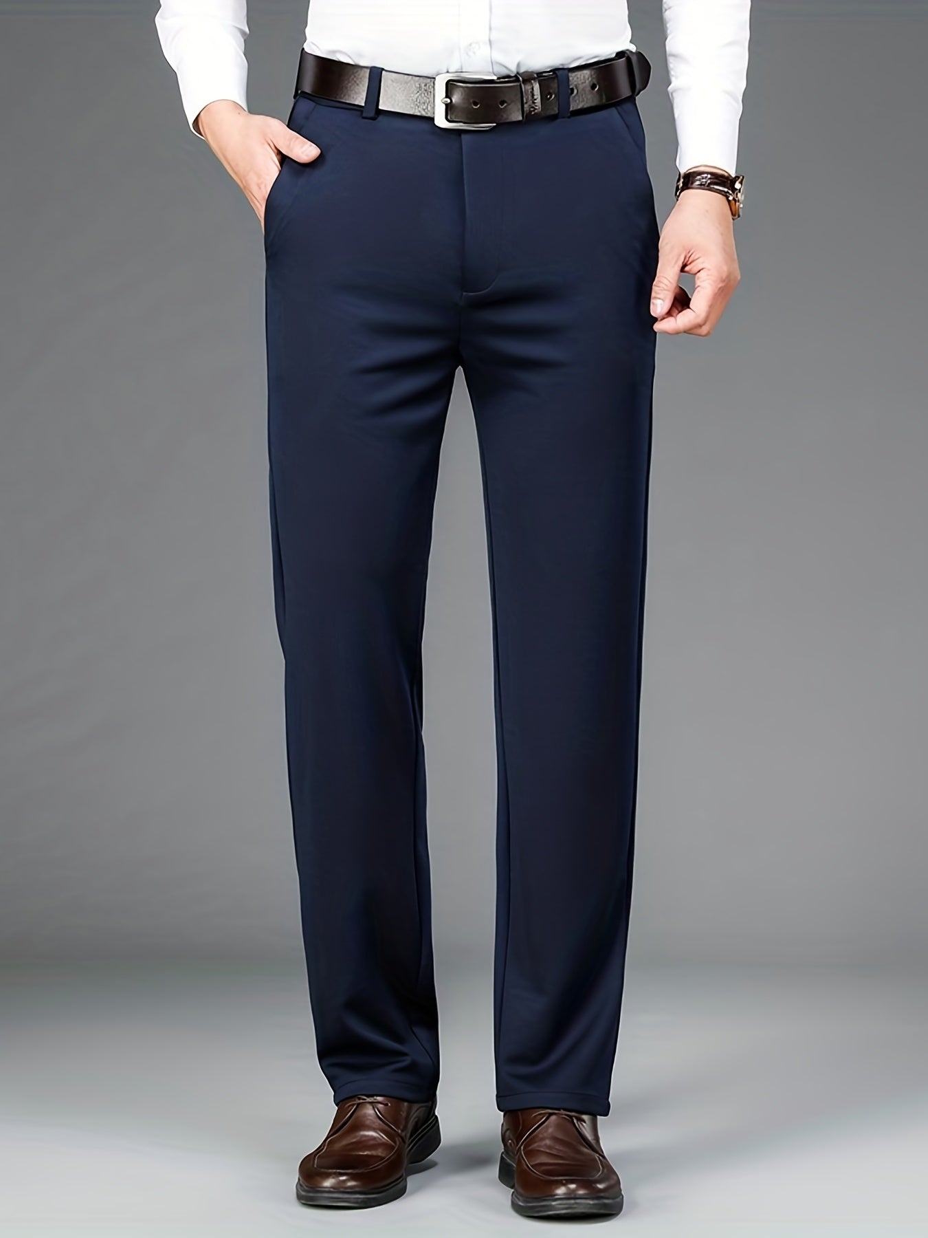 Elite Stretch Dress Pants - Classic Fit, Solid Colors, Slightly Stretchy, Breathable, Comfortable, Business Casual, Old Money Style, Perfect for Spring and Summer - Men's Formal Wear