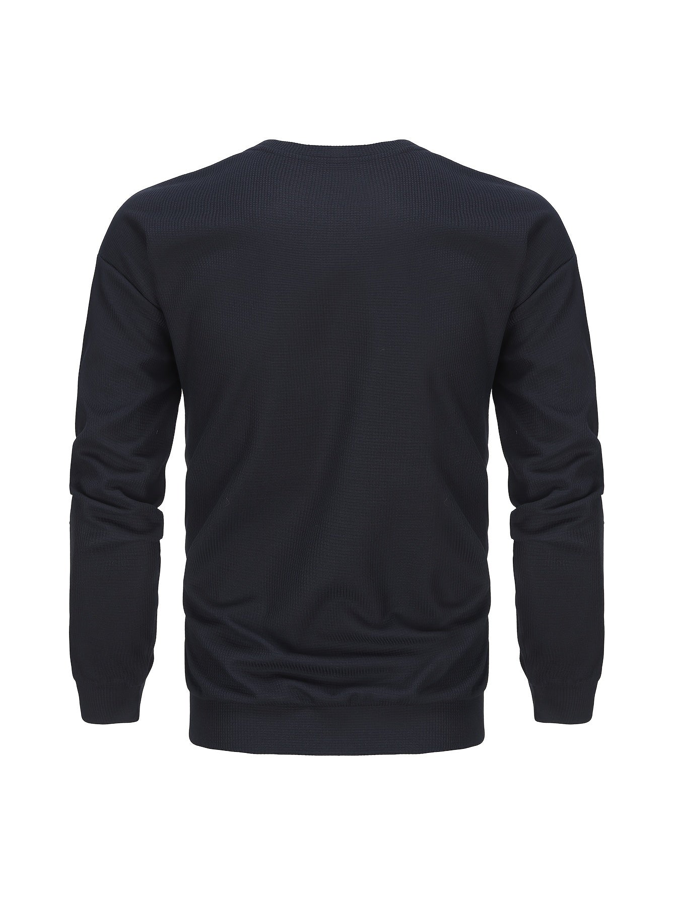 Men's Casual Crew Neck Sweatshirt - Comfortable, Breathable Knit, Durable Solid Color Top for Easy Outdoor Style