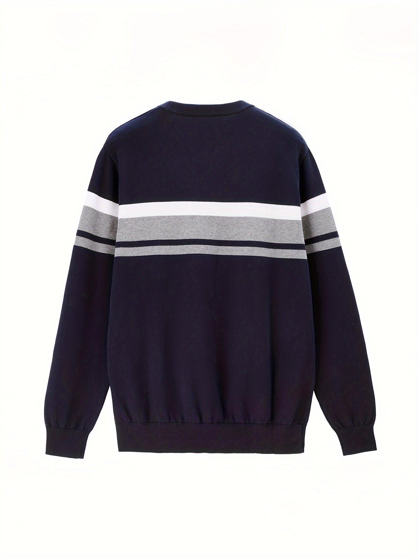 Cozy Striped Knit Pullover Sweater - Men's Casual Long Sleeve Slim-Fit Crew Neck Sweater for Fall and Winter - Soft, Warm, and Breathable Fashion Essential