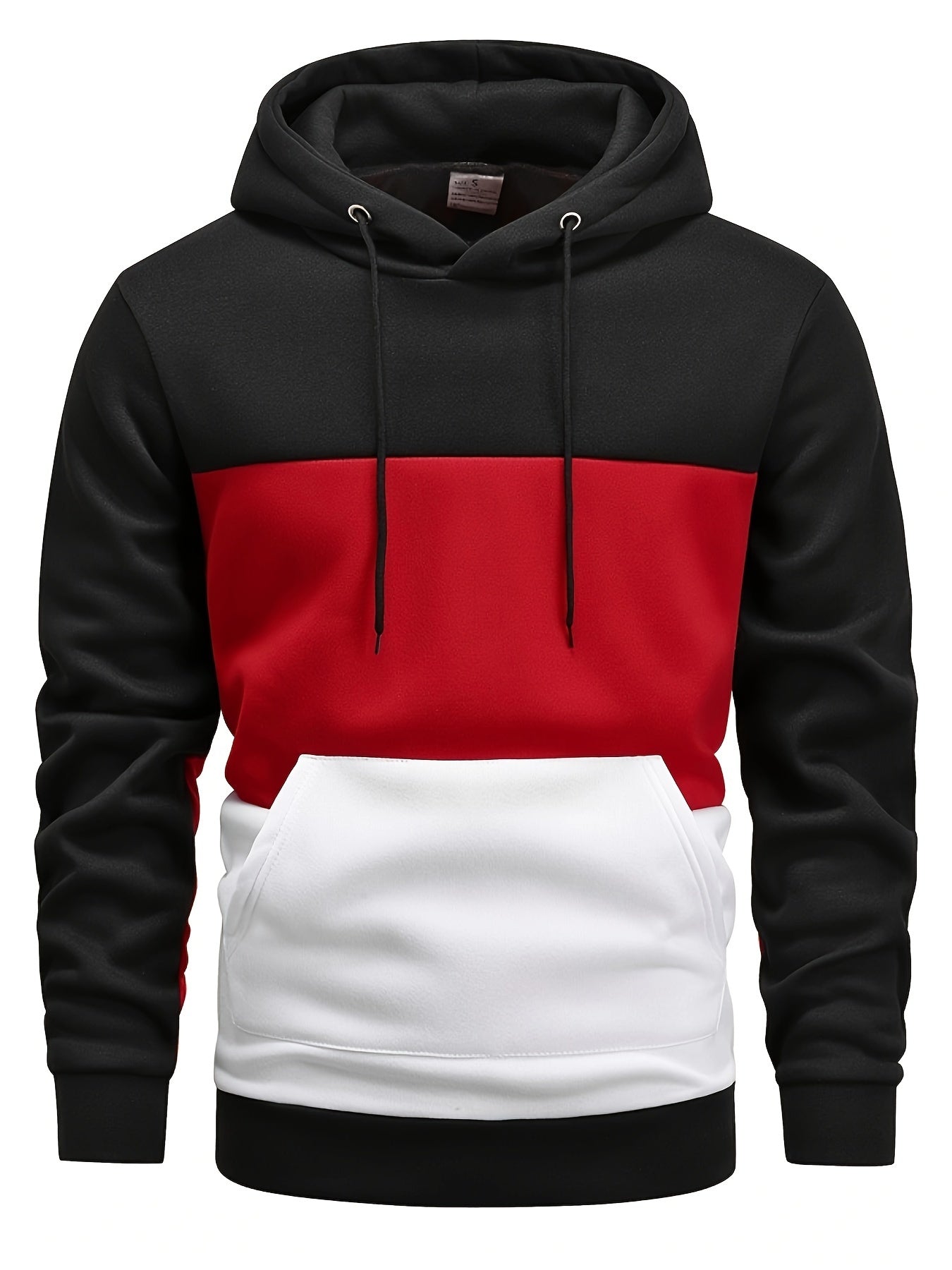 FORUWISH  -  Stylish Men's Color Block Pullover Hoodie with Graphic Design - Kangaroo Pocket Streetwear Perfect for Winter and Fall, Great Gift Idea