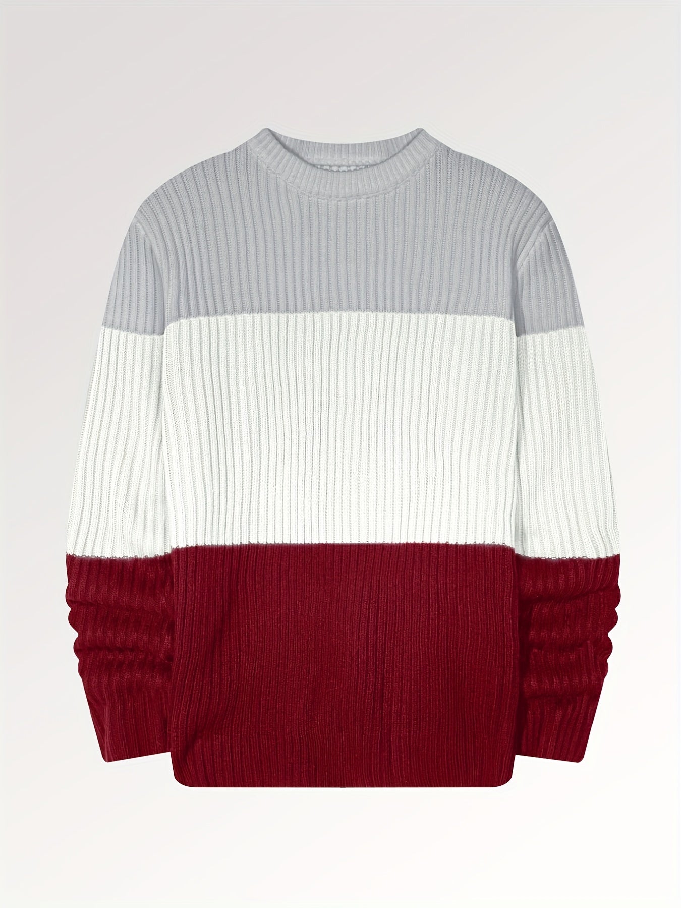 Men's Color Block Crew Neck Pullovers Knit Sweater Top