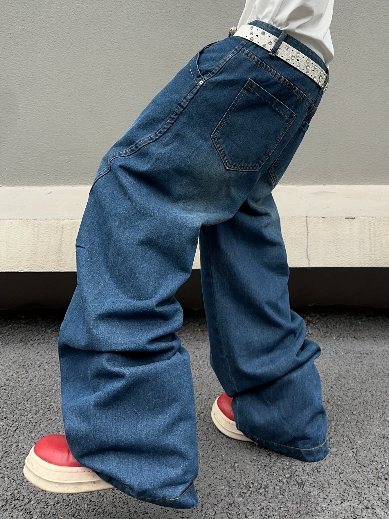 Men's Loose Fit Wide Leg Jeans, Men's Stylish Comfy Denim Pants, Versatile For Four Seasons