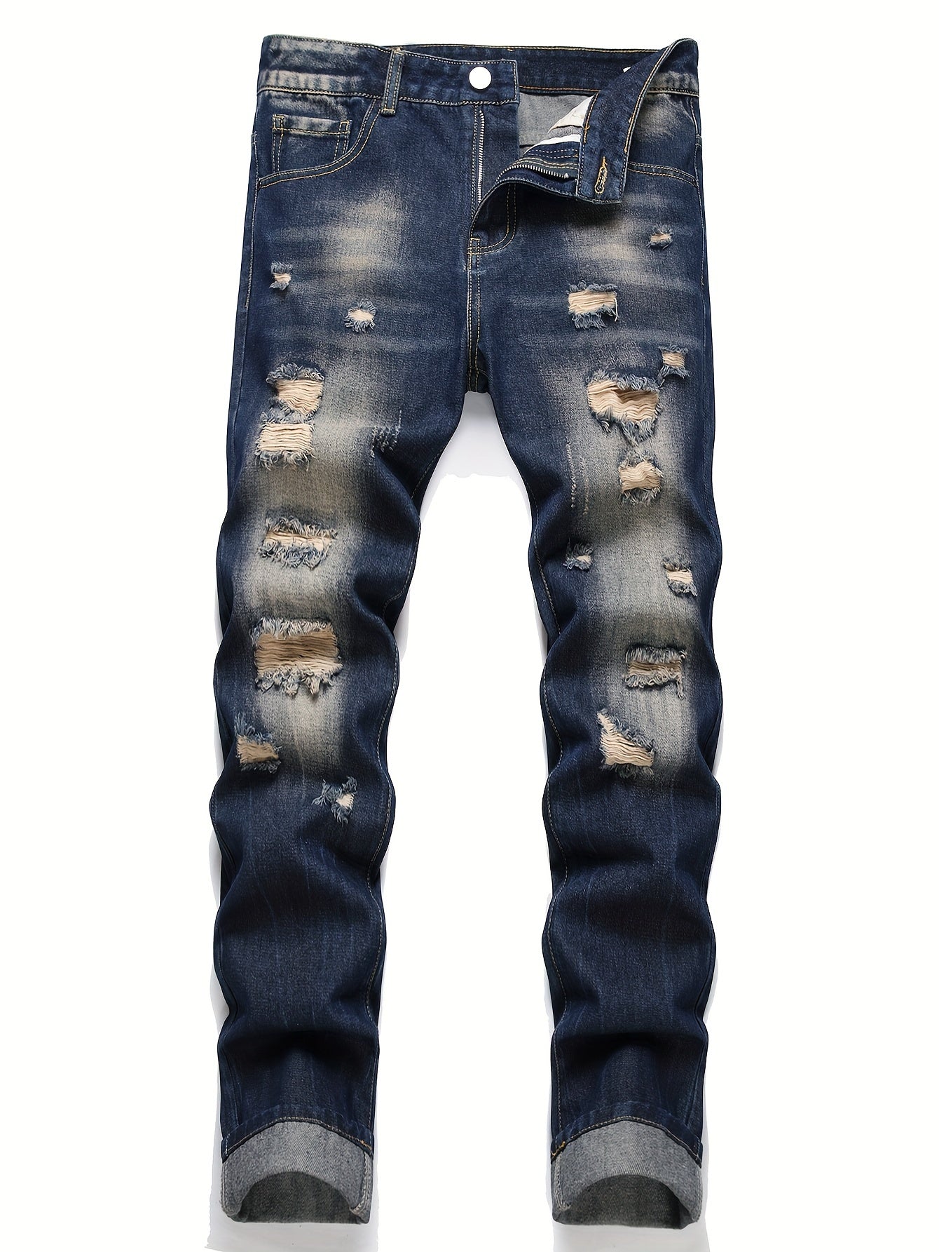 FORUWISH  -  Ripped Men's Casual Chic Retro Denim Street Style Jeans, Pants