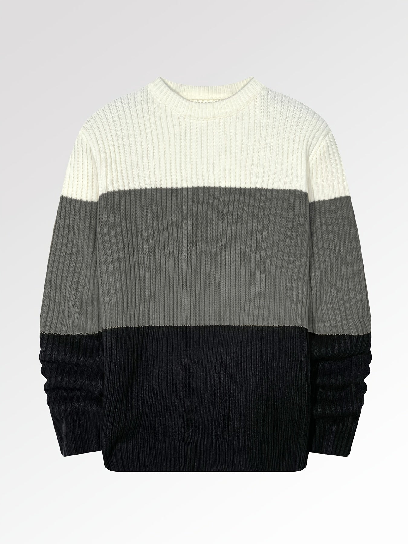 Men's Color Block Crew Neck Pullovers Knit Sweater Top