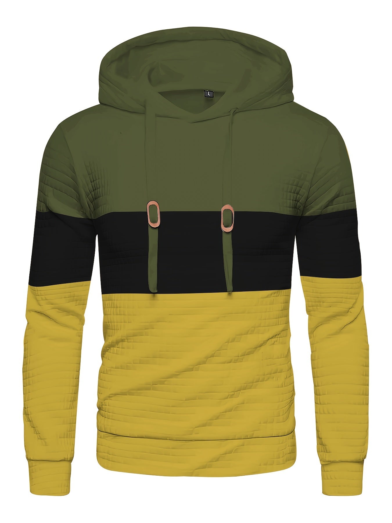 Color Block Cool Hoodies For Men, Men's Casual Waffle Pattern Pullover Hooded Sweatshirt With Kangaroo Pocket Streetwear For Winter Fall, As Gifts, Old Money Style