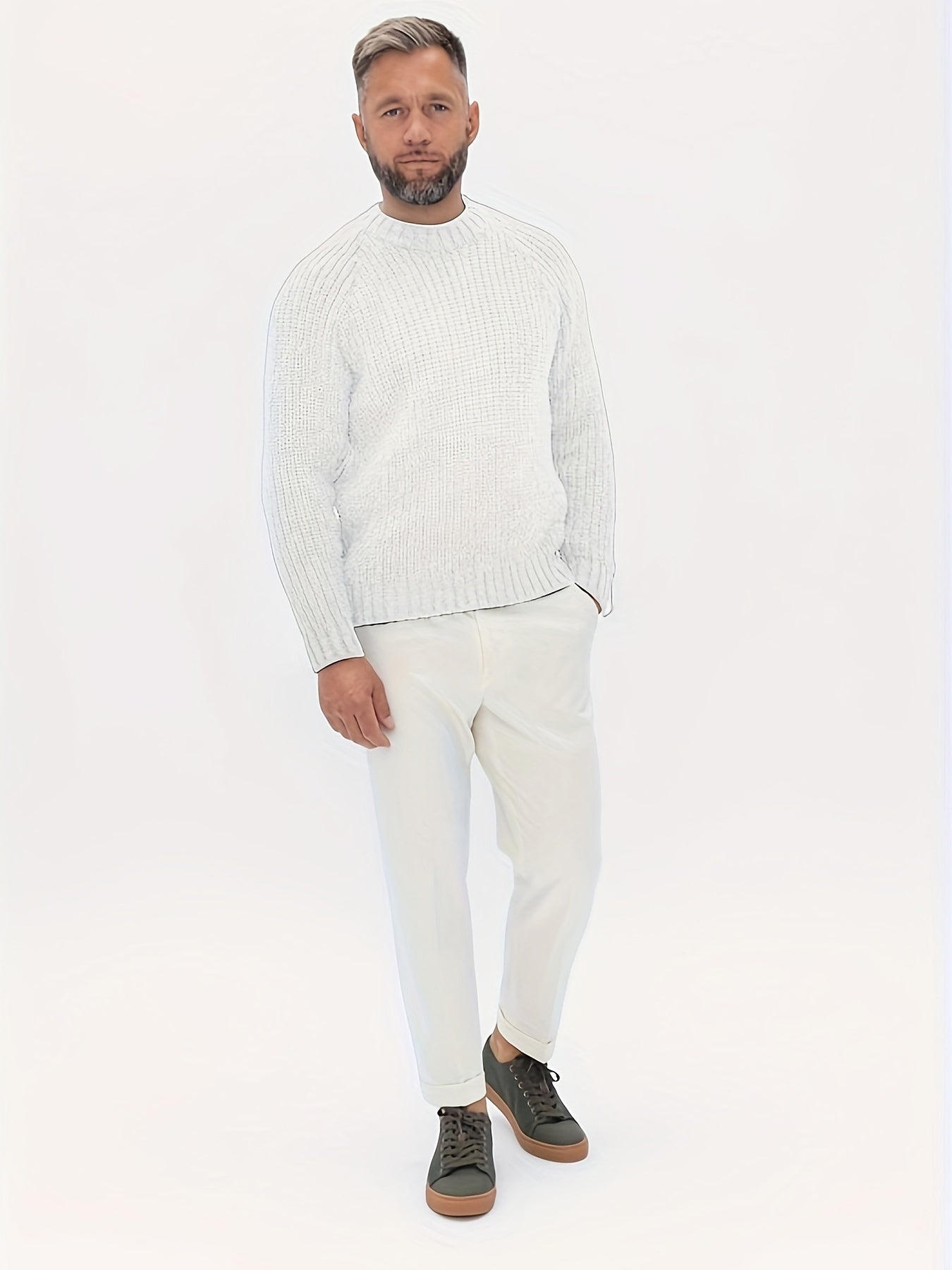 Men's Winter And Fall Solid Sweater, Warm Knit Sweater, As Gifts