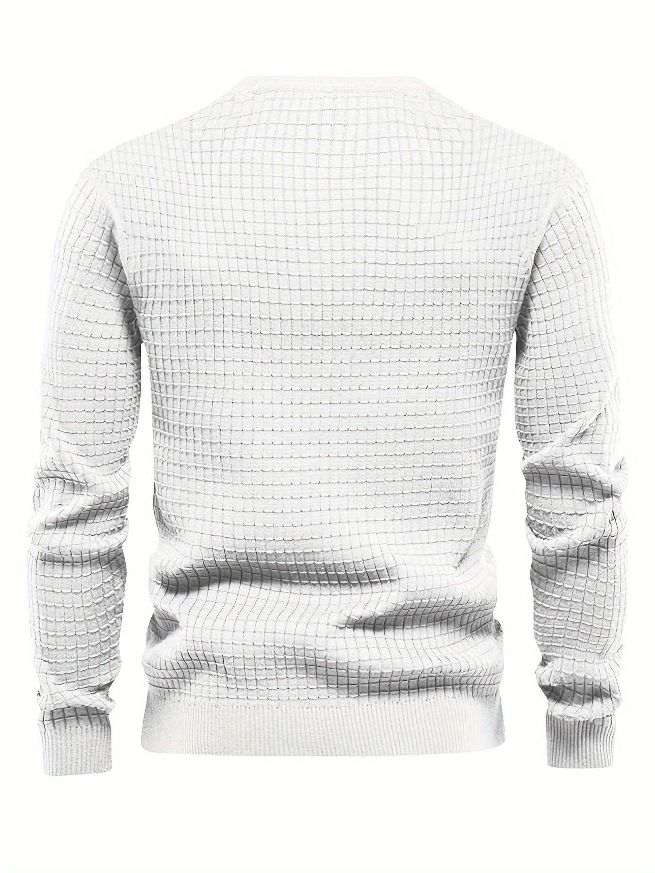 Cozy Waffle Knit Sweatshirt - Men's Casual Stretch Crew Neck Pullover for Autumn Winter - Soft, Breathable, and Comfortable