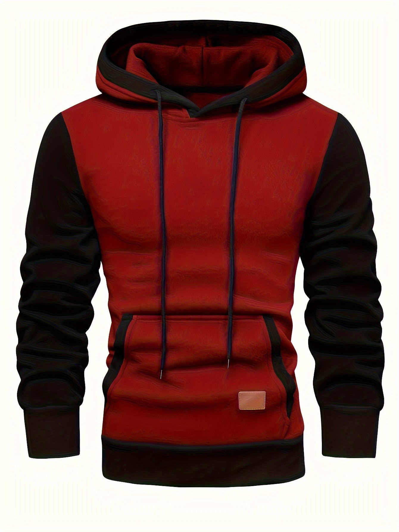 Stylish Patchwork Hooded Sweatshirt - Fashion Hoodies with Contrast Color, Kangaroo Pocket, and Long Sleeve for Casual Daily Outerwear