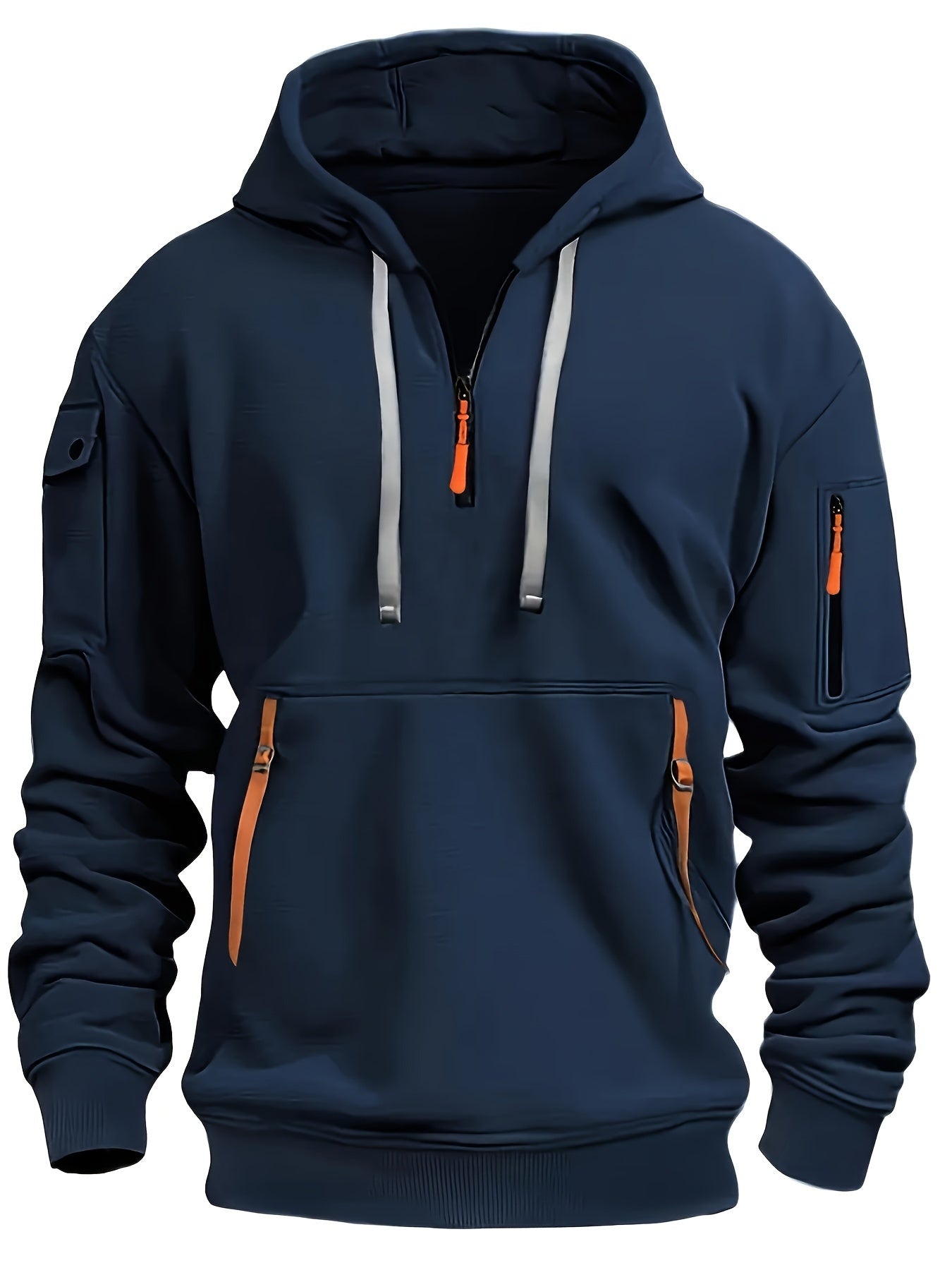 Stylish Men's Comfort Fit Hoodie - Casual Sports Pullover with Zippered Pockets, Soft Fleece Lining, and Relaxed Fit for Everyday Wear