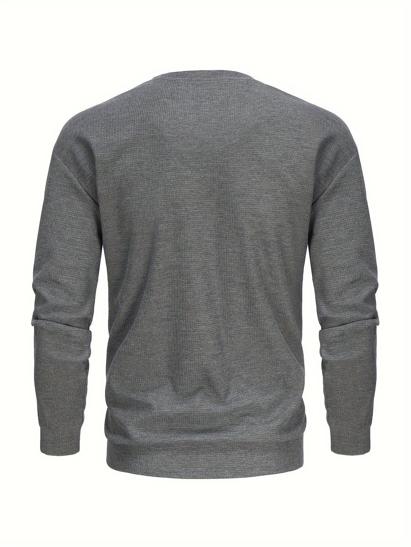 Men's Casual Crew Neck Sweatshirt - Comfortable, Breathable Knit, Durable Solid Color Top for Easy Outdoor Style