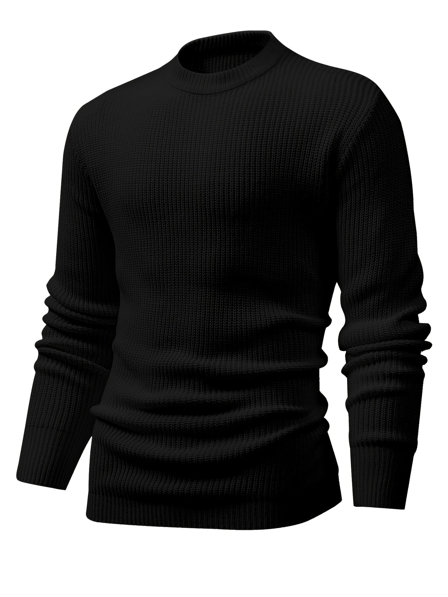 Comfortable Mens Knitted Pullover Sweater - Stylish & Warm with Mid Stretch Round Neck - All-Match Fall Winter Essential for Cool Days