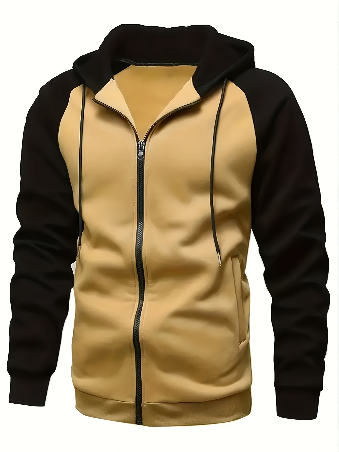 Men's Comfort Stretch Hoodie | Easy-Care Zippered Polyester Jacket - Regular Fit, Long Sleeve for Stylish Winter Warmth