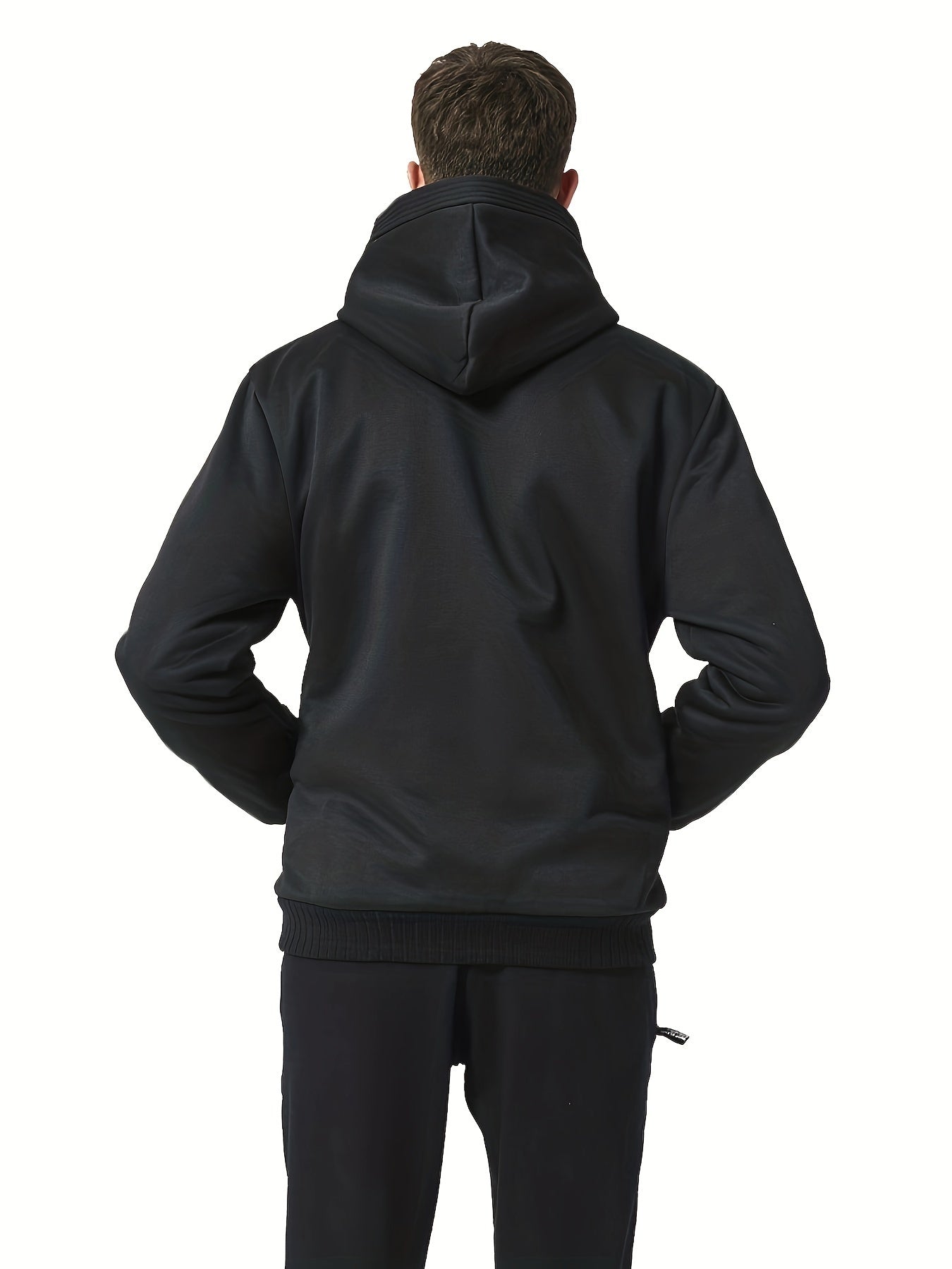 Men's Winter Hoodie: Contrast Colors Fleece Jacket, Cotton Blend, Warm, Comfortable, Versatile for Street Outdoor Activities