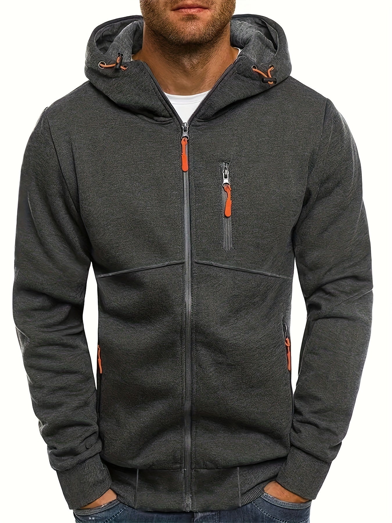 Stylish Slim Fit Hoodie - Fashion Hoodies with Long Sleeve, Lightweight, Zip Up, Kangaroo Pocket, and Comfortable Wear for Casual Occasions - Perfect for Men