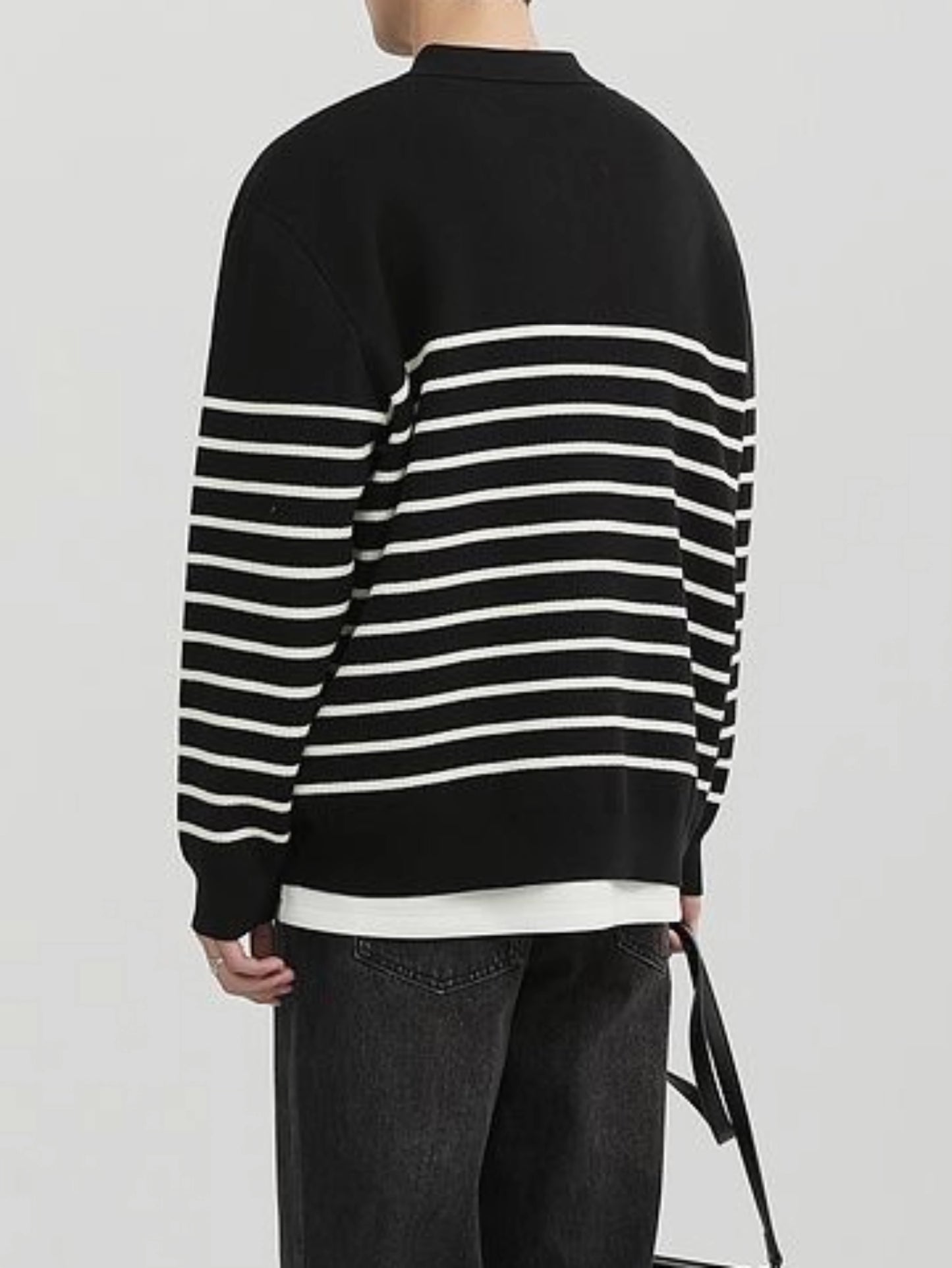 Cozy Striped Long Sleeve Crew Neck Pullover Sweater - Men's Fall Winter Knitwear - Soft, Warm, and Comfortable