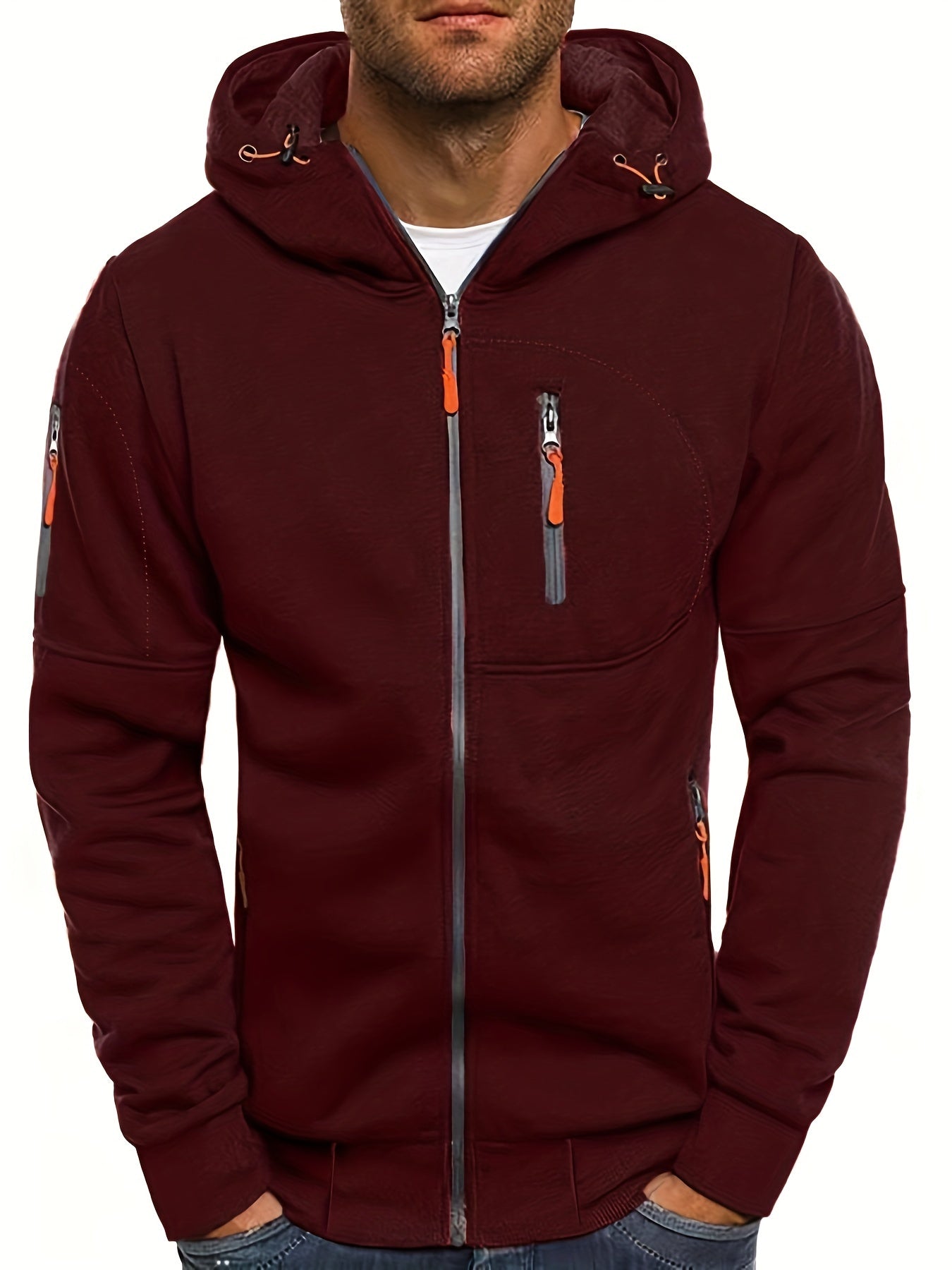 Comfy Zipper Hoodie Jacket for Men - Soft, Loose-Fit, Long Sleeve, Casual Wear - Perfect for Outdoor Activities and Daily Life