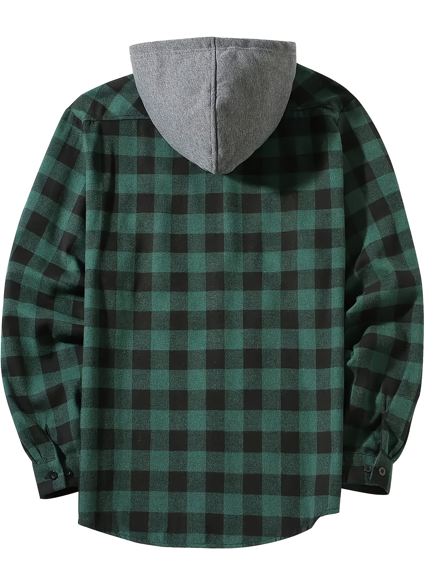 Stylish Plaid Hooded Shirt for Men - Long Sleeve Button-Up Casual Fashion Outerwear with Comfortable Fit, Classic Design, and Versatile Style for Everyday Wear