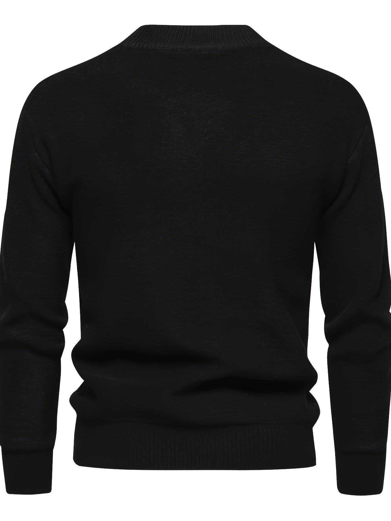 Men's Stylish Solid Knitted Pullover, Casual Mid Stretch Breathable Long Sleeve Crew Neck Top For City Walk Street Hanging Outdoor Activities