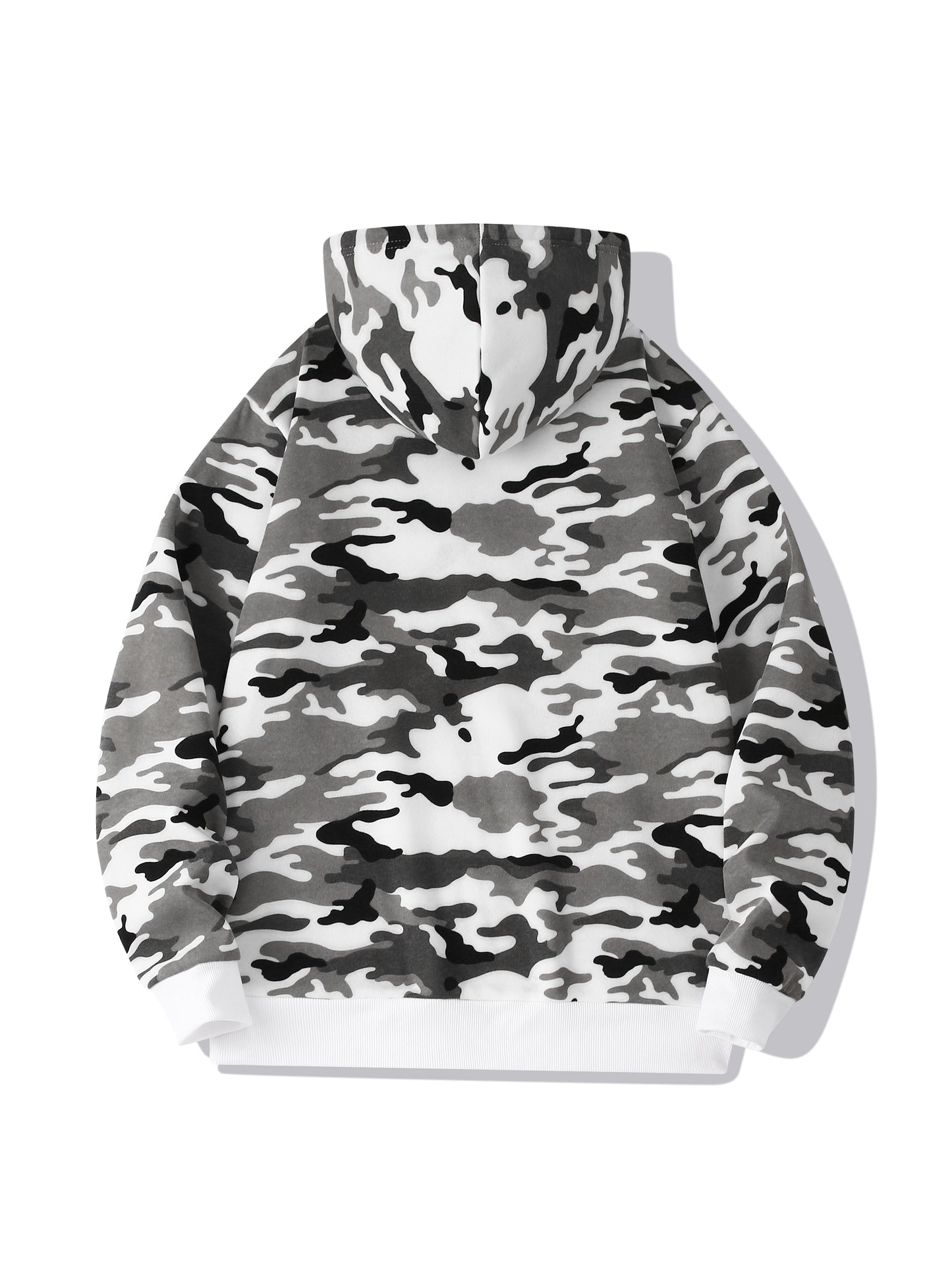 Mens Camo Thermal Hoodie - Loose Fit Pullover Sweatshirt with Fleece Lining - Stylish Winter Warmth for Outdoor Adventures