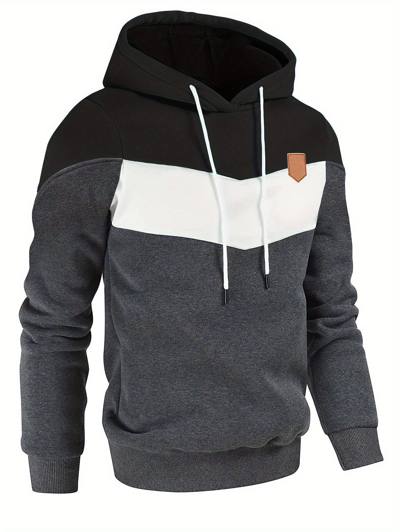 Men's Classic Color Block Hoodie - Durable Knit Pullover, Casual Fit With Kangaroo Pocket for Winter