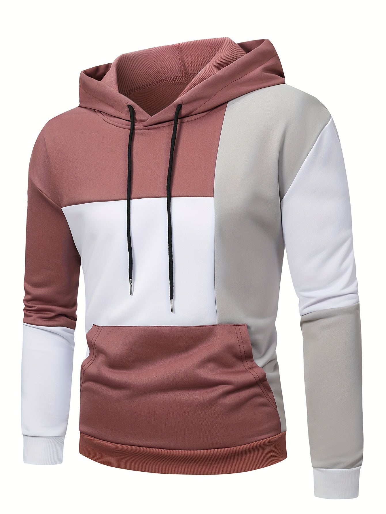 Men's Comfortable Hoodie for Spring/Fall: Long-Sleeve, Stretch Knit, Kangaroo Pocket, Adjustable & Durable Style