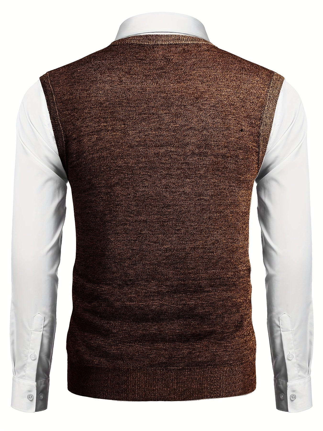 Classic Design Men's Solid Knit V-neck Sleeveless Sweater Vest, Chic And Trendy For Spring And Autumn Daily Leisurewear