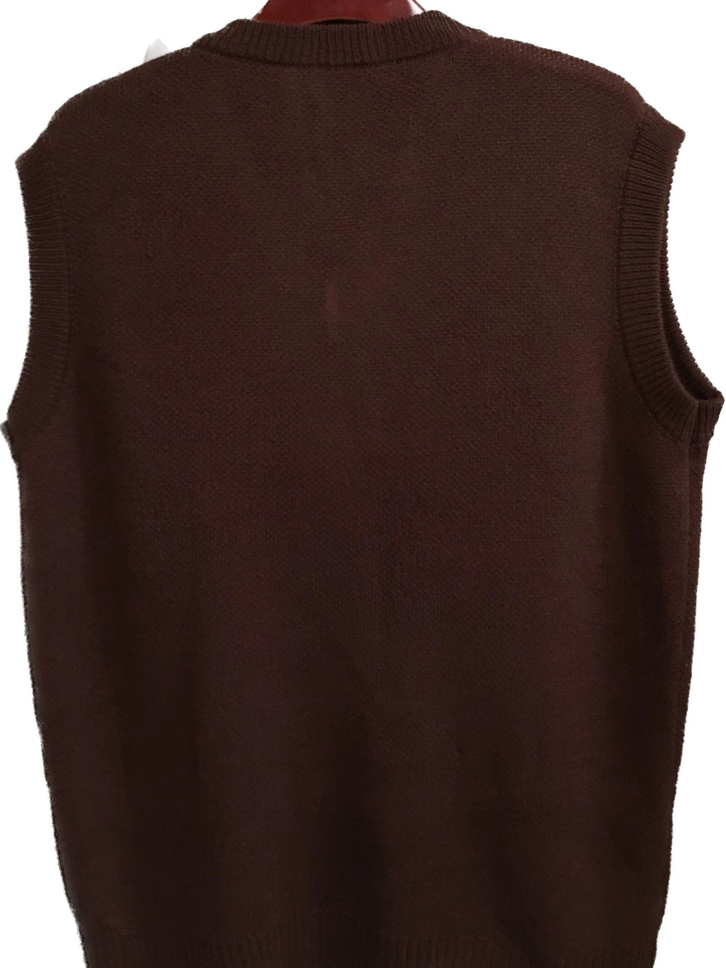 Men's Solid Knitted Sleeveless Sweater, Casual V Neck Vest For Outdoor Activities