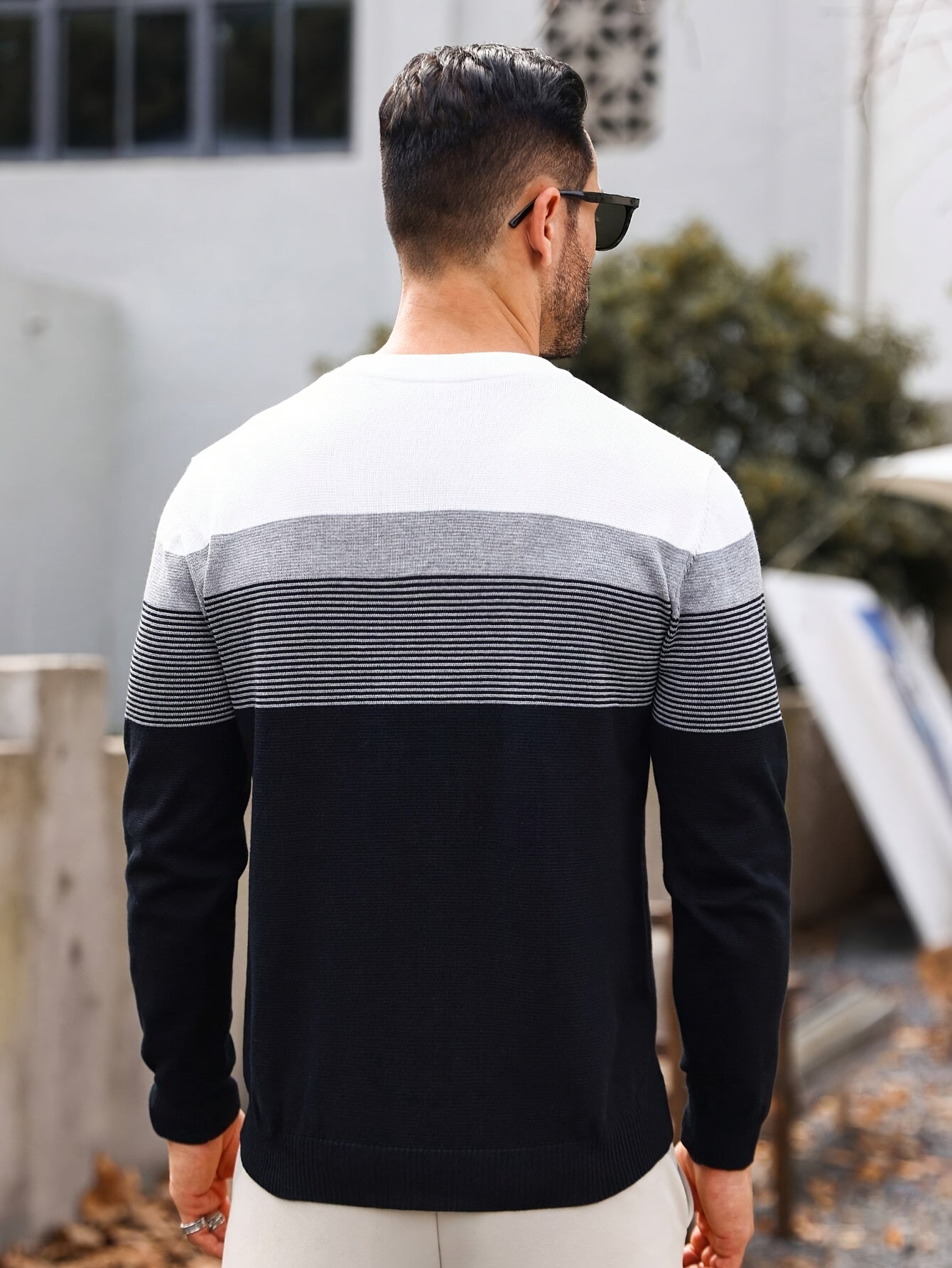 Men's Classic Color Block Stripe Knit Crew Neck Long Sleeve Sweater - Soft, Breathable, and Warm Outerwear for Daily Wear - Perfect for Casual Occasions and Outdoor Activities