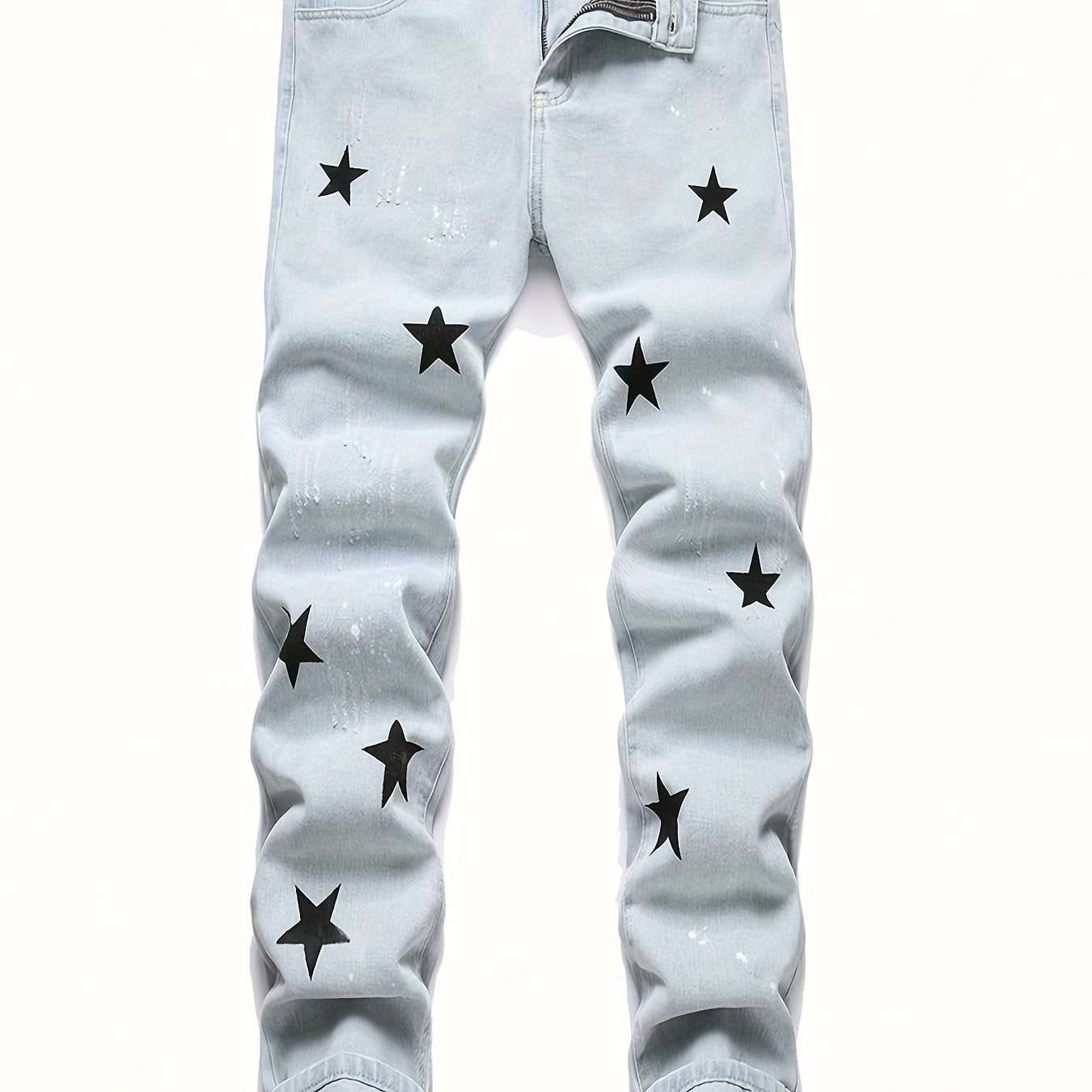 FORUWISH  -  Casual Men's Star Pattern Chic Jeans, Street Style Denim Pants