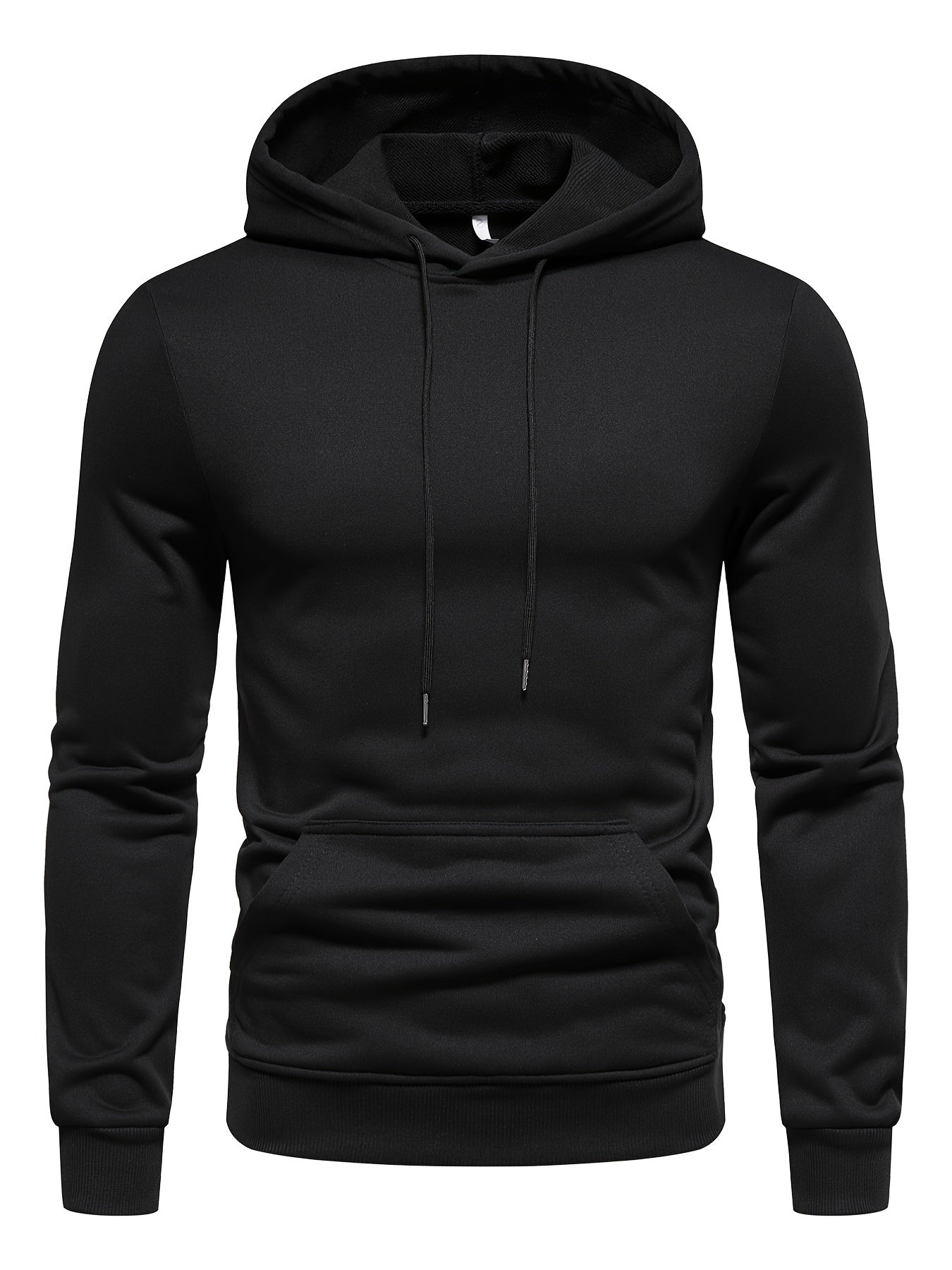 Mens Fashionable Solid Hoodie Sweatshirt - Athletic Street Style with Kangaroo Pocket - Warm & Versatile for Outdoor Sports, Autumn & Winter Wear